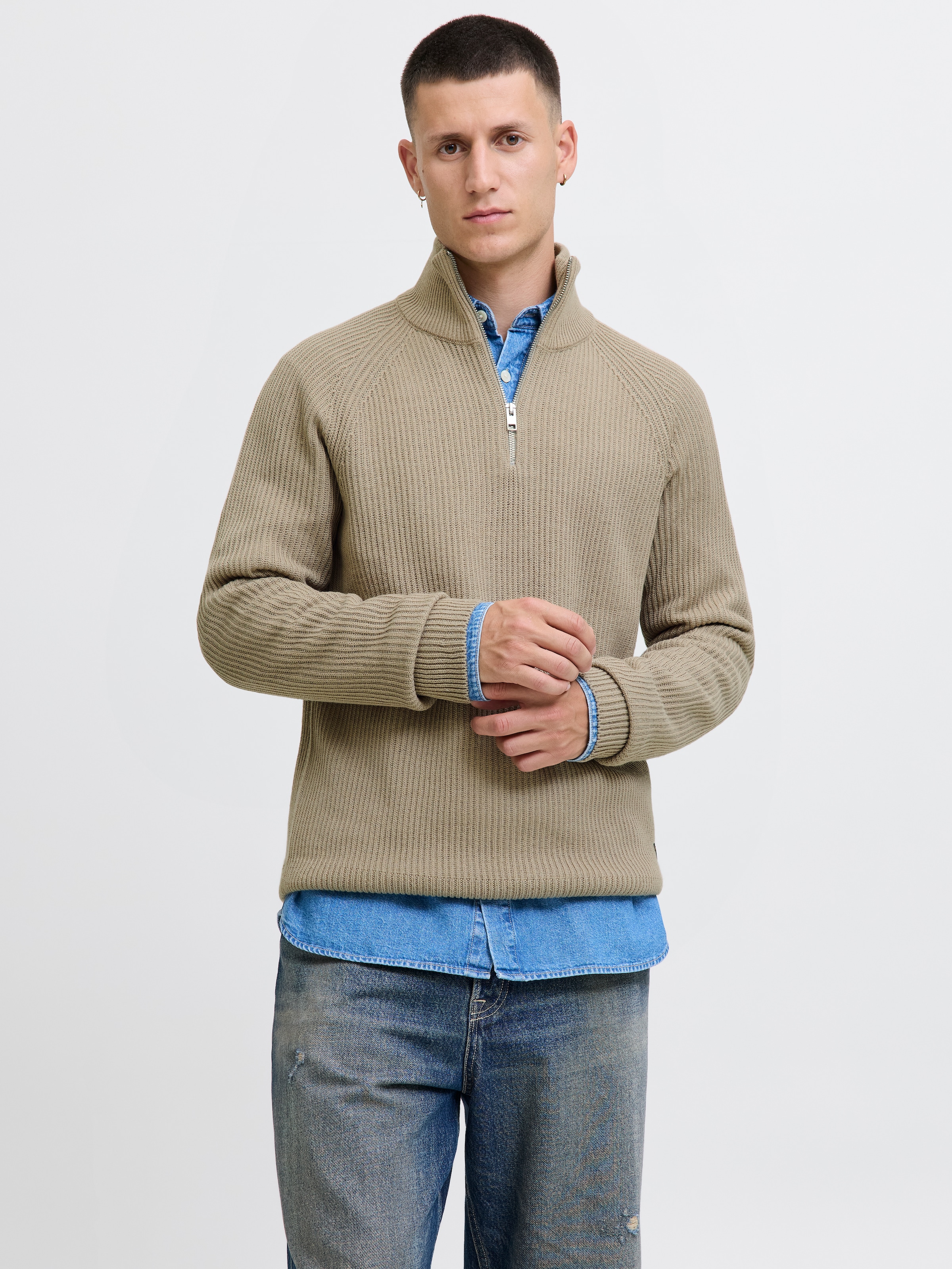 Jack & Jones Troyer "JJPANNEL KNIT HALF ZIP AW25" günstig online kaufen