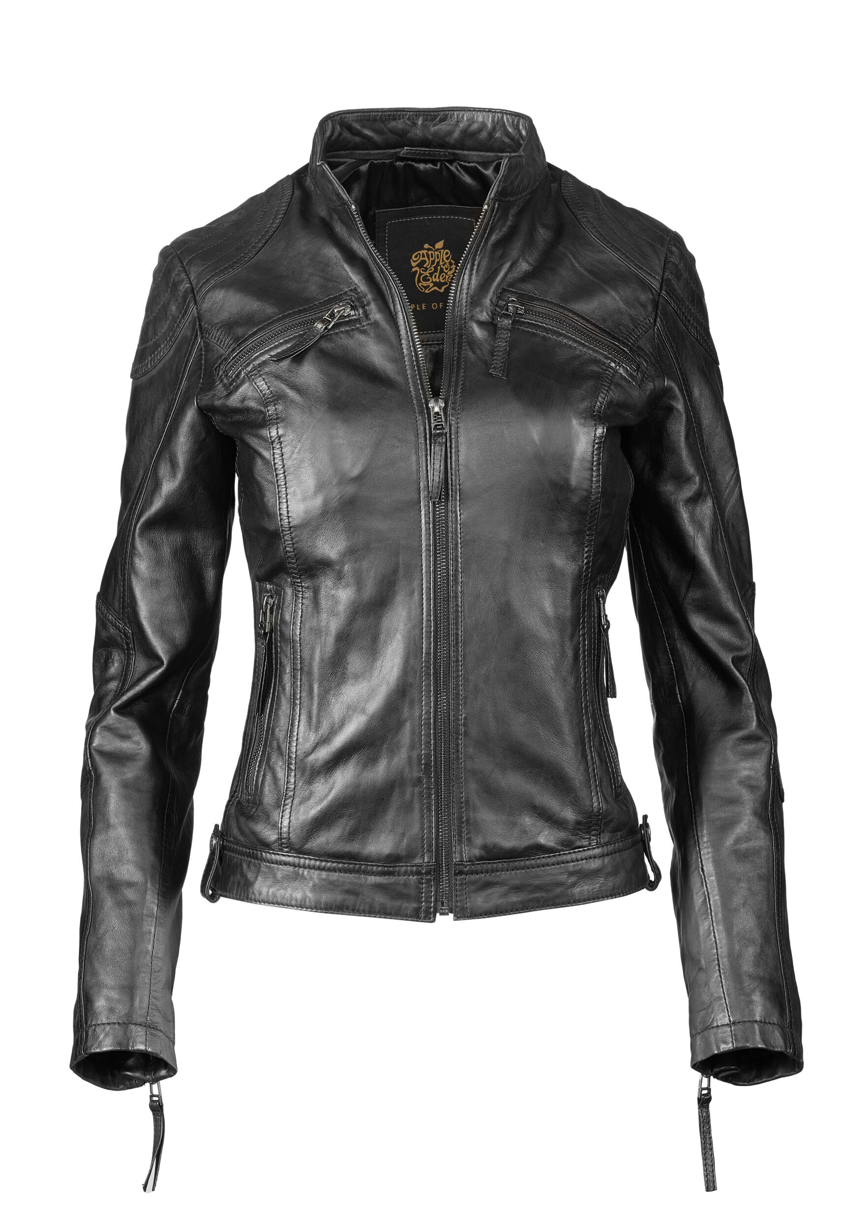 Apple of Eden Lederjacke "Apple of Eden Lederjacke AOE-142" ohne Kapuze mit praktischen Reißverschlusstaschen
