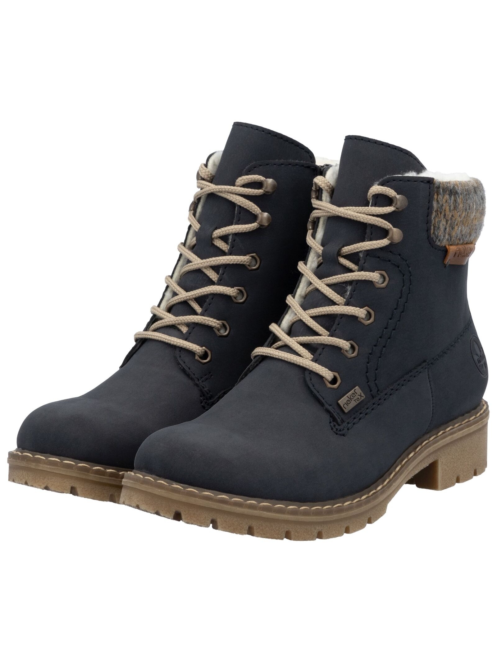 Schnürstiefelette RIEKER "Rieker Stiefelette Lederimitat", Damen, Gr. 39, pazifik, Lederimitat, Schuhe Schnürstiefelette 9