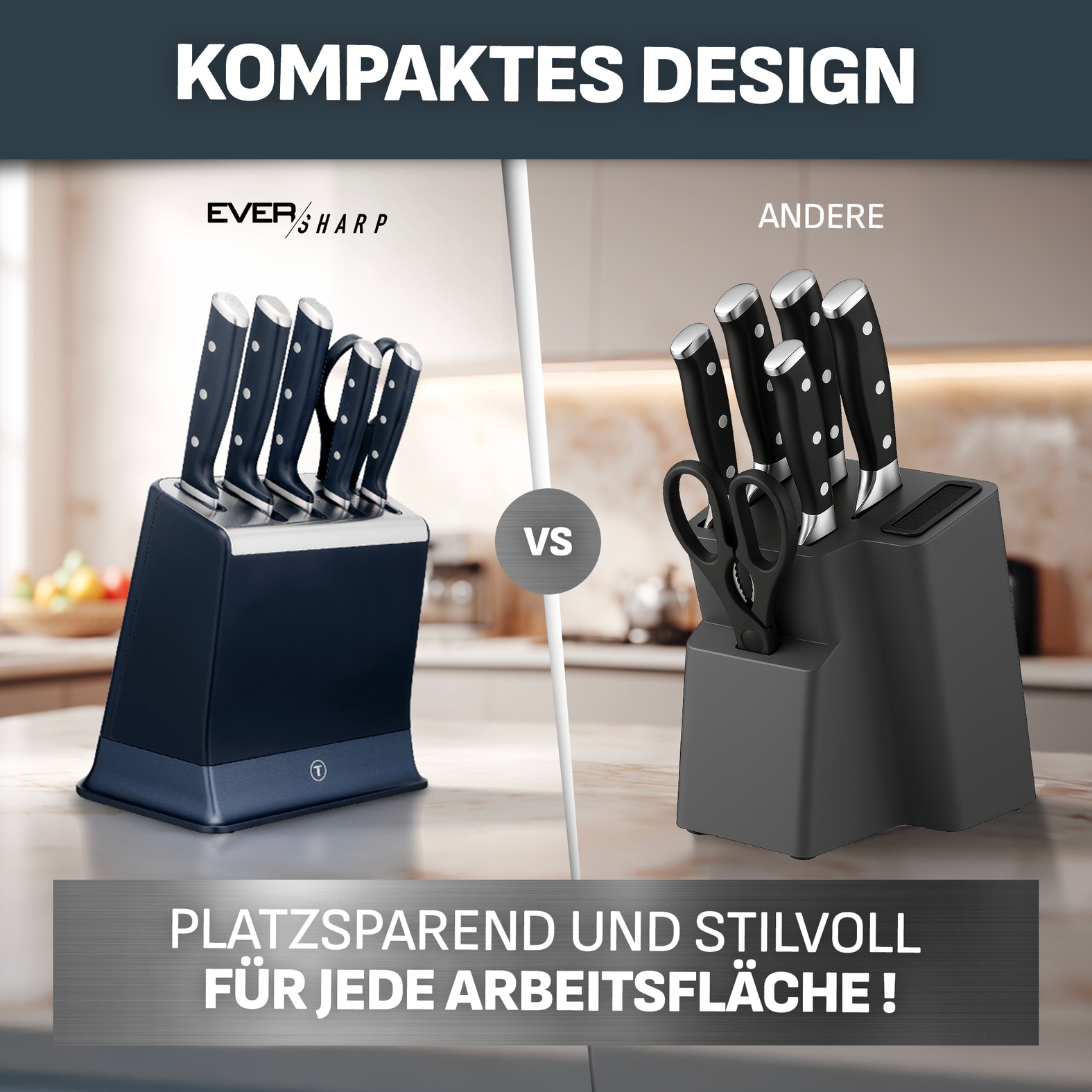 Tefal Messerblock »EverSharp Pro« 2 Stk. selbstschärfender Messerblock, Klinge aus deutschem Edelstahl