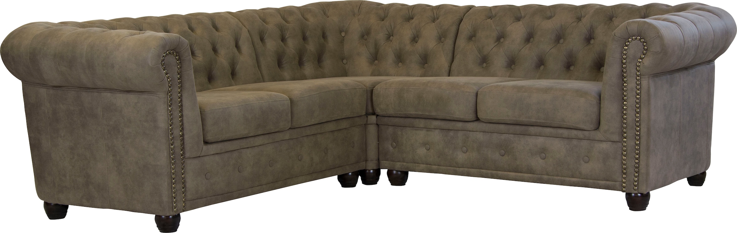 Home affaire Chesterfield-Sofa "Rysum L-Form", Chesterfield-Optik, gleichschenklig