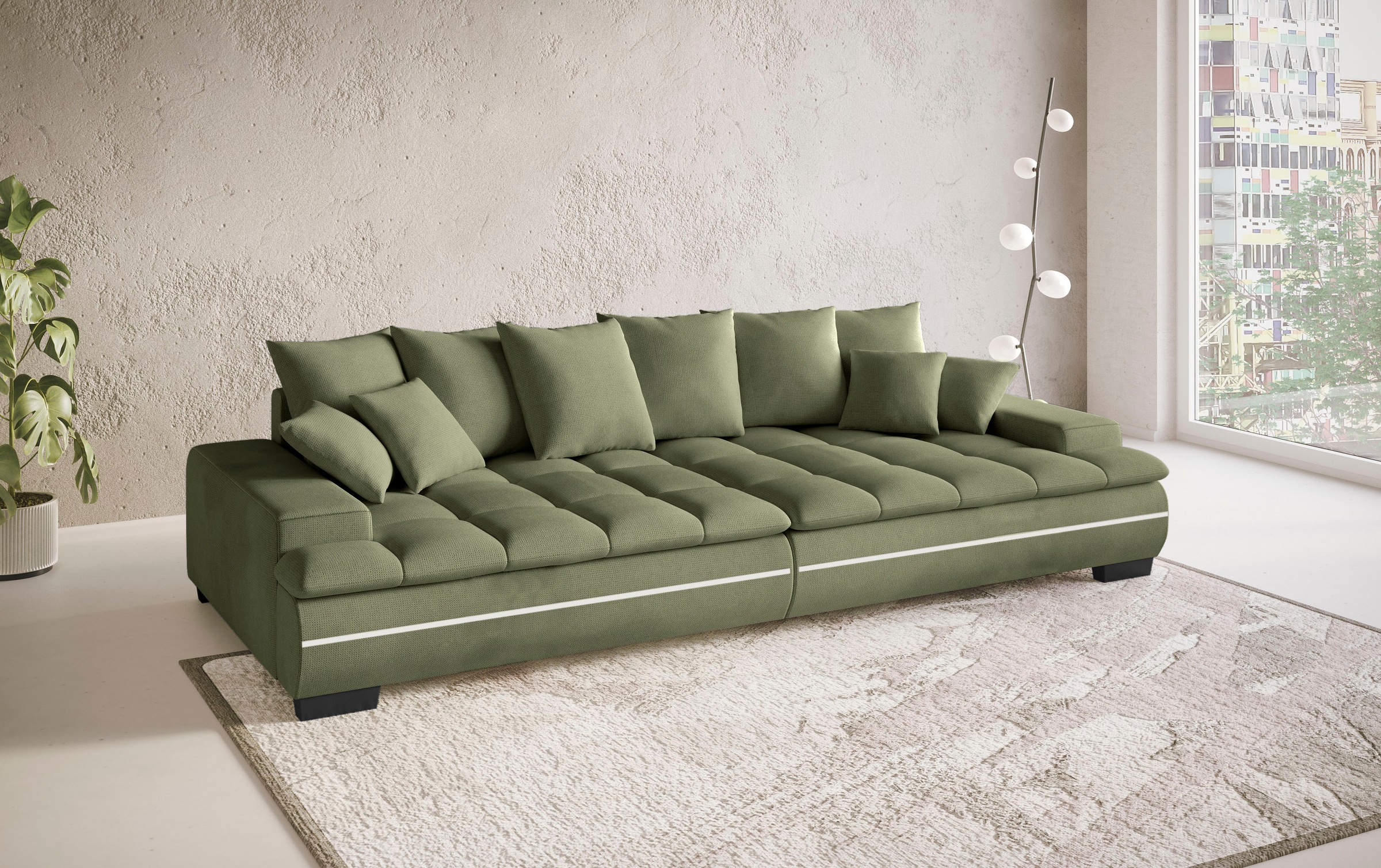 Mr. Couch Big-Sofa »Haiti II RGB-LED«, RGB-LED Beleuchtung, mit Handwerklich gearbeiteter Komfort-Steppung