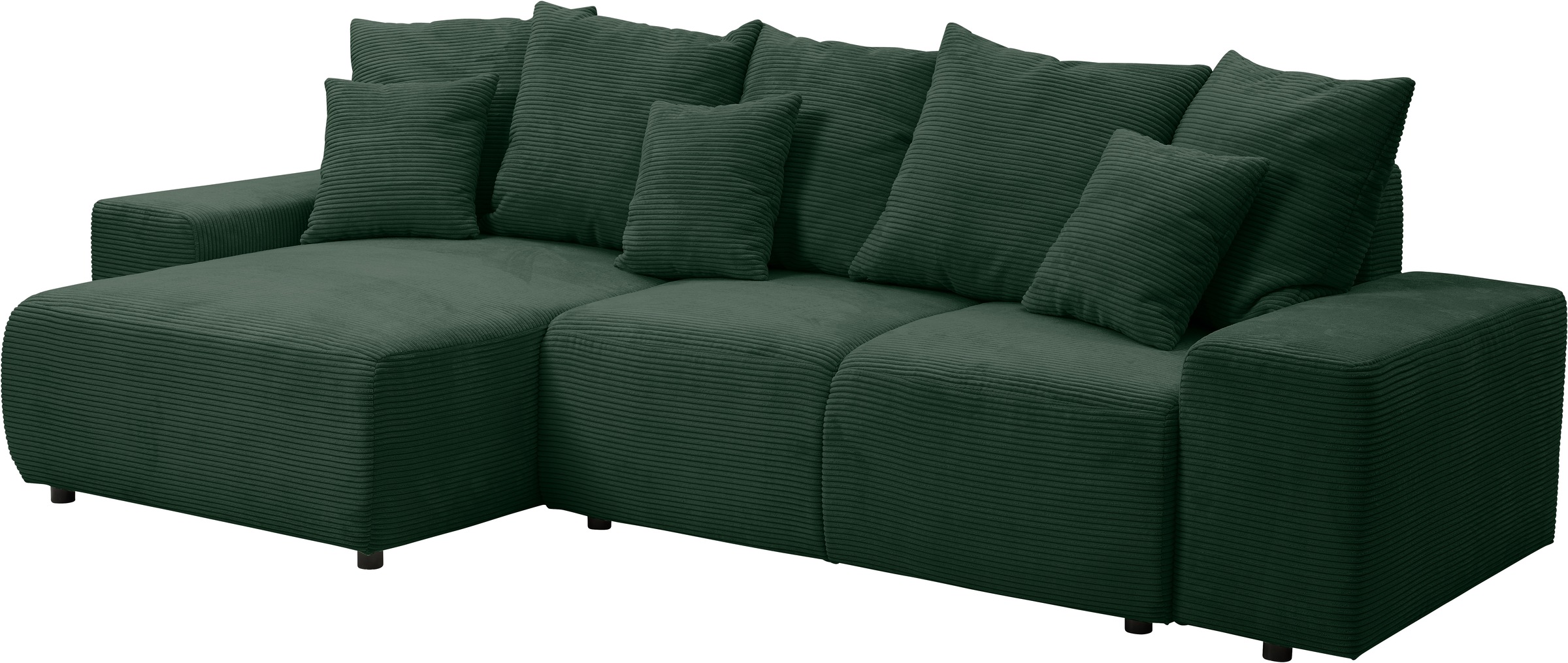 WERK2 Ecksofa »Riwa, modernes Sofa zum Kuscheln und Entspannen, Breite 300cm, L-Form«, Trendiges Ecksofa mit vielen Kissen, Schlaffunktion & Bettkasten