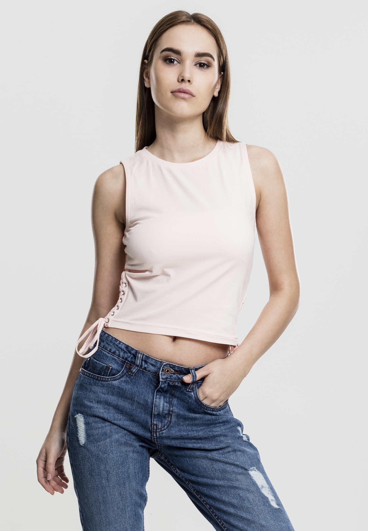 URBAN CLASSICS T-Shirt »Damen Ladies Lace Up Cropped Top«, (1 tlg.) kaufen  | BAUR