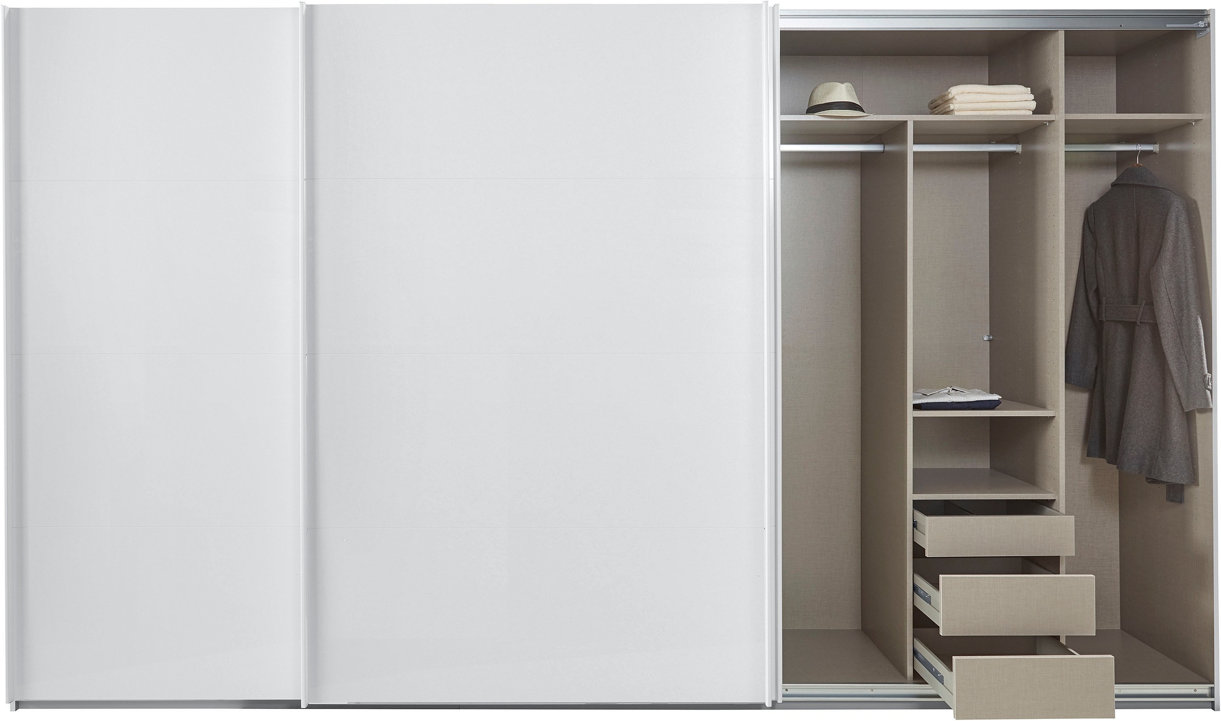 rauch Schwebetürenschrank »Kleiderschrank Schrank Garderobe TOPSELLER OTELI inkl. Inneneinteilung«, mit 3 Innenschubladen sowie zusätzlichen Einlegeböden MADE IN GERMANY