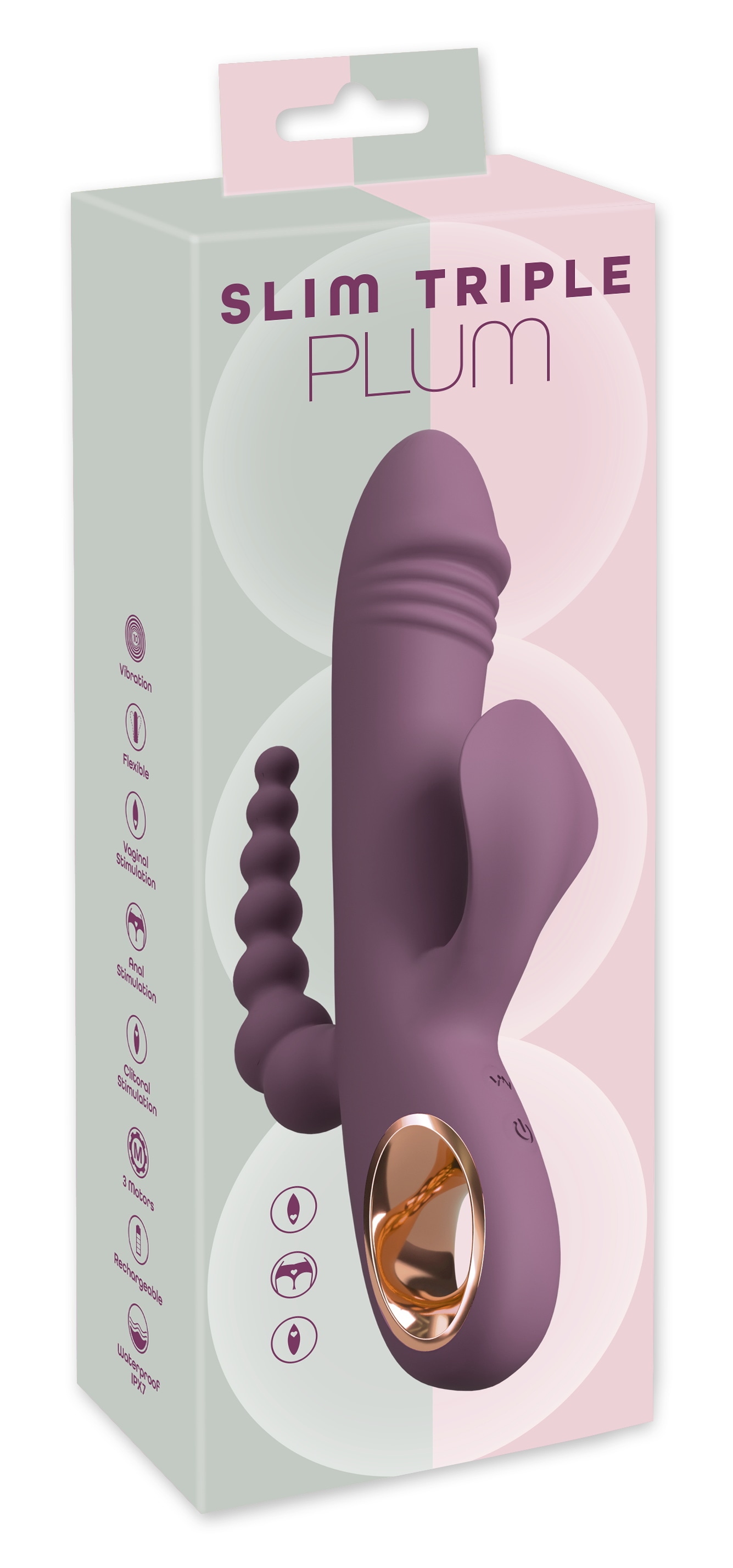You2Toys Vibrator »Rabbitvibrator Slim Triple Plum«