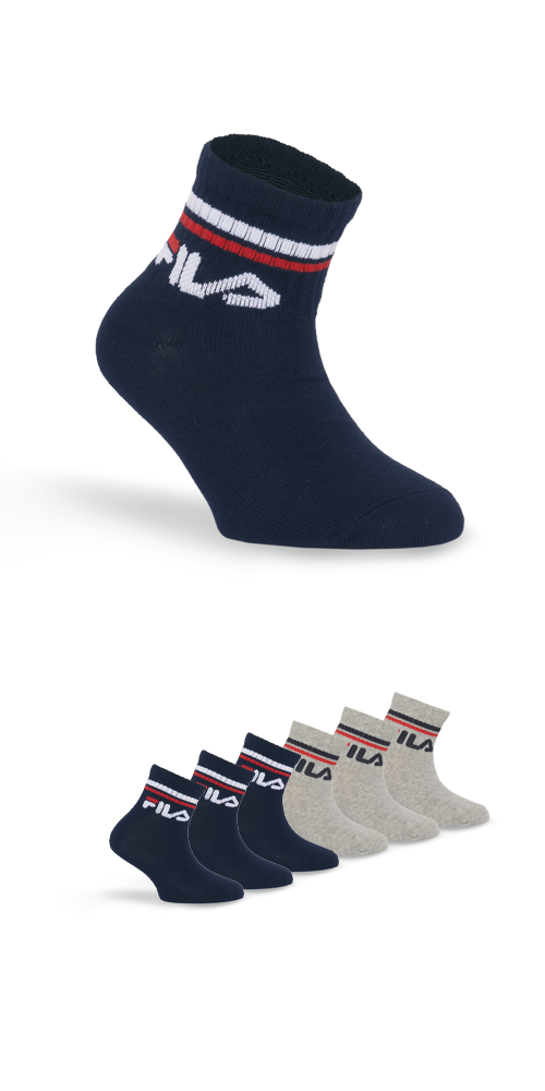 Fila Kurzsocken "JUNIOR UNISEX QUARTER PLAIN SOCKS" 6 Stk. tlg. mit eingestricktem Logo im Bündchen, Kindersocken