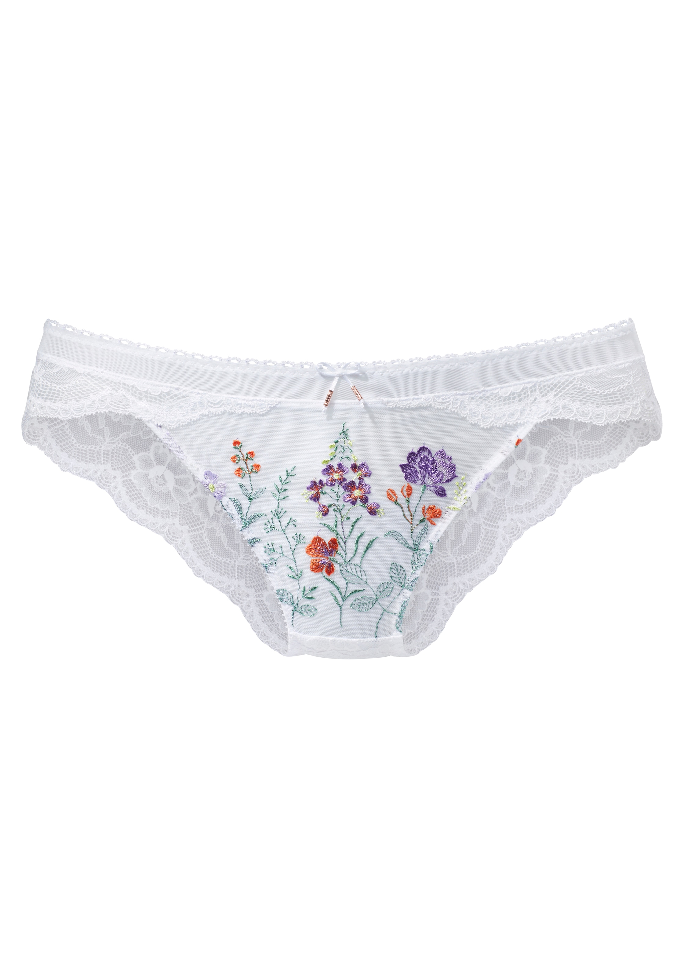 LASCANA Slip, mit bunten Blumen aus feiner Stickereispitze