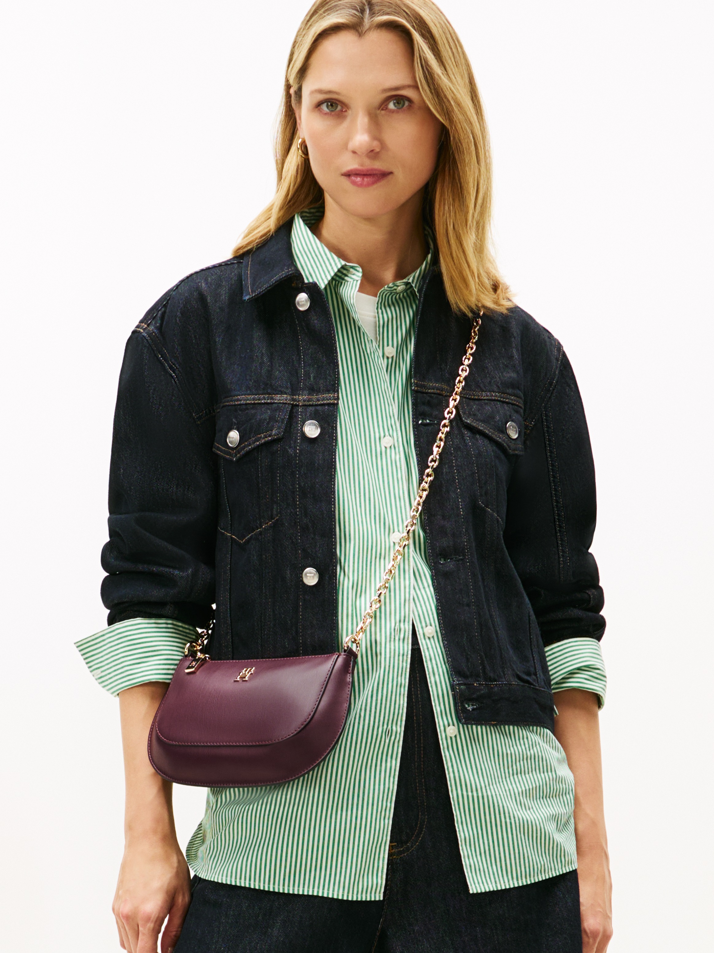 Tommy Hilfiger Umhängetasche »TH GLAM MINI CHAIN CROSSOVER« , Damen Schultertasche, Abendtasche, Zierkette als Umhängeriemen