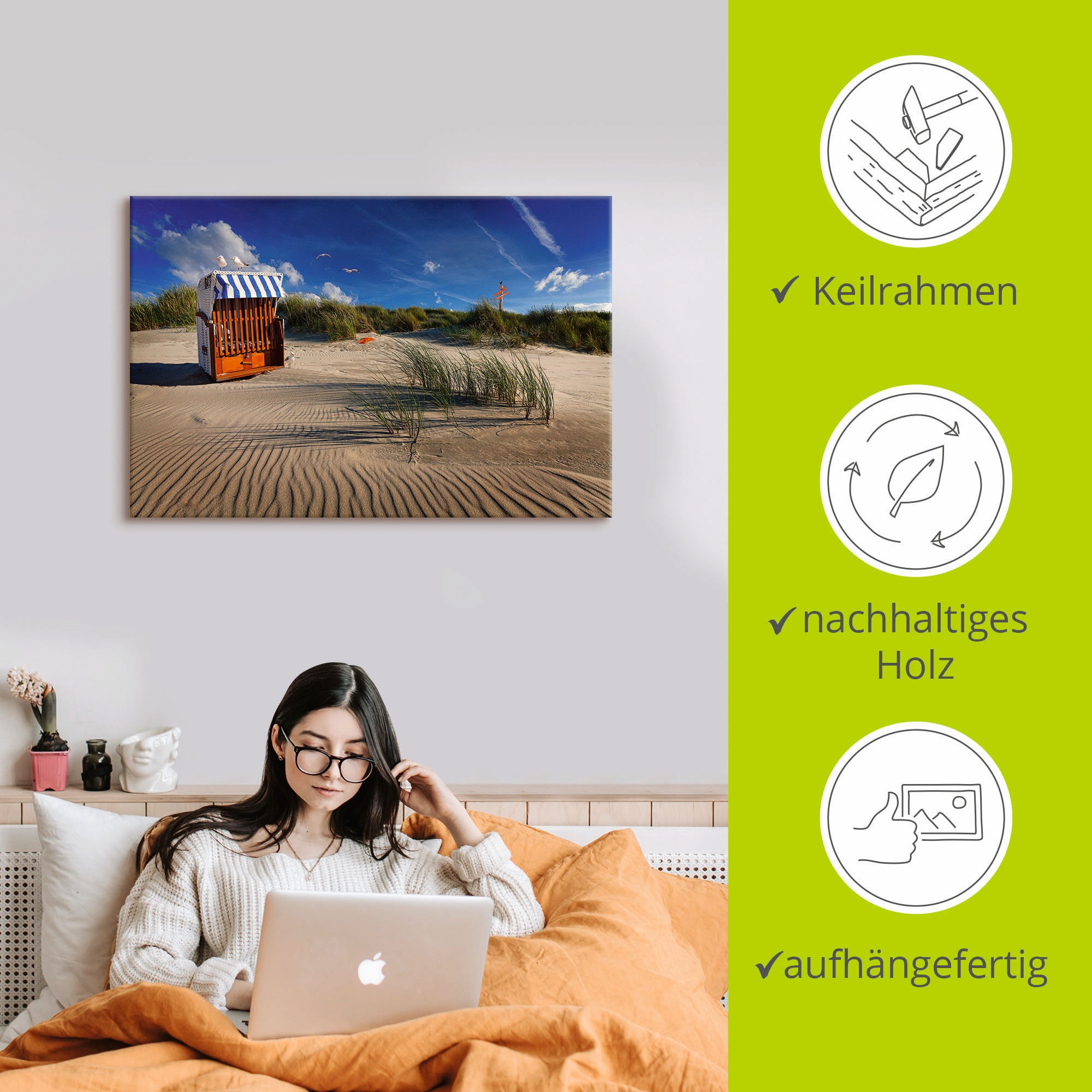 Artland Wandbild »Sommerbriese am Meer«, Strandbilder, (1 St.), als Alubild, Leinwandbild, Wandaufkleber oder Poster in versch. Größen