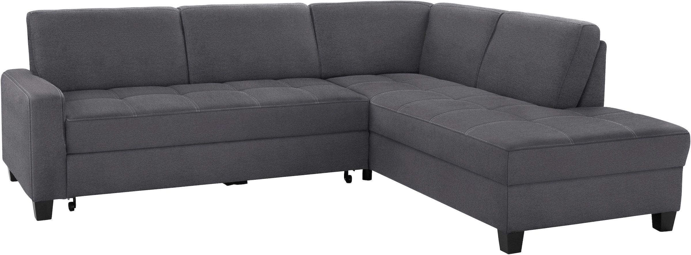 DOMO collection Ecksofa »Florentina zeitlos und elegant, Sitznähte als Designelement, L-Form«, wahlweise mit Bettfunktion, mit Kontrastnaht, Komfortsitzhöhe 47cm
