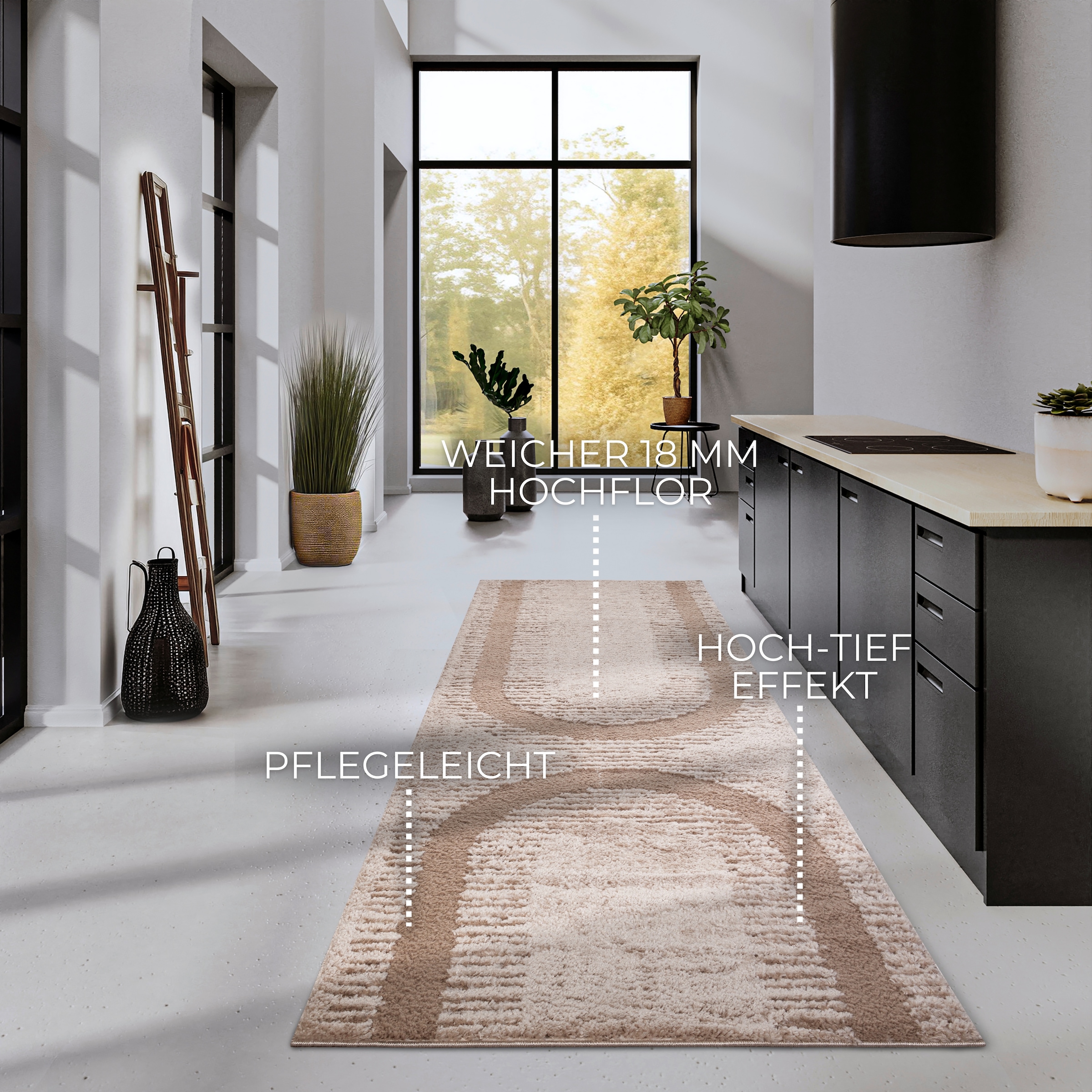 ELLE DECORATION Designteppich »Bartoux«, rechteckig, 18 mm Höhe, Hochflor, Shaggy, Läufer, weich, Langflor, modern, Hoch Tief Effekt