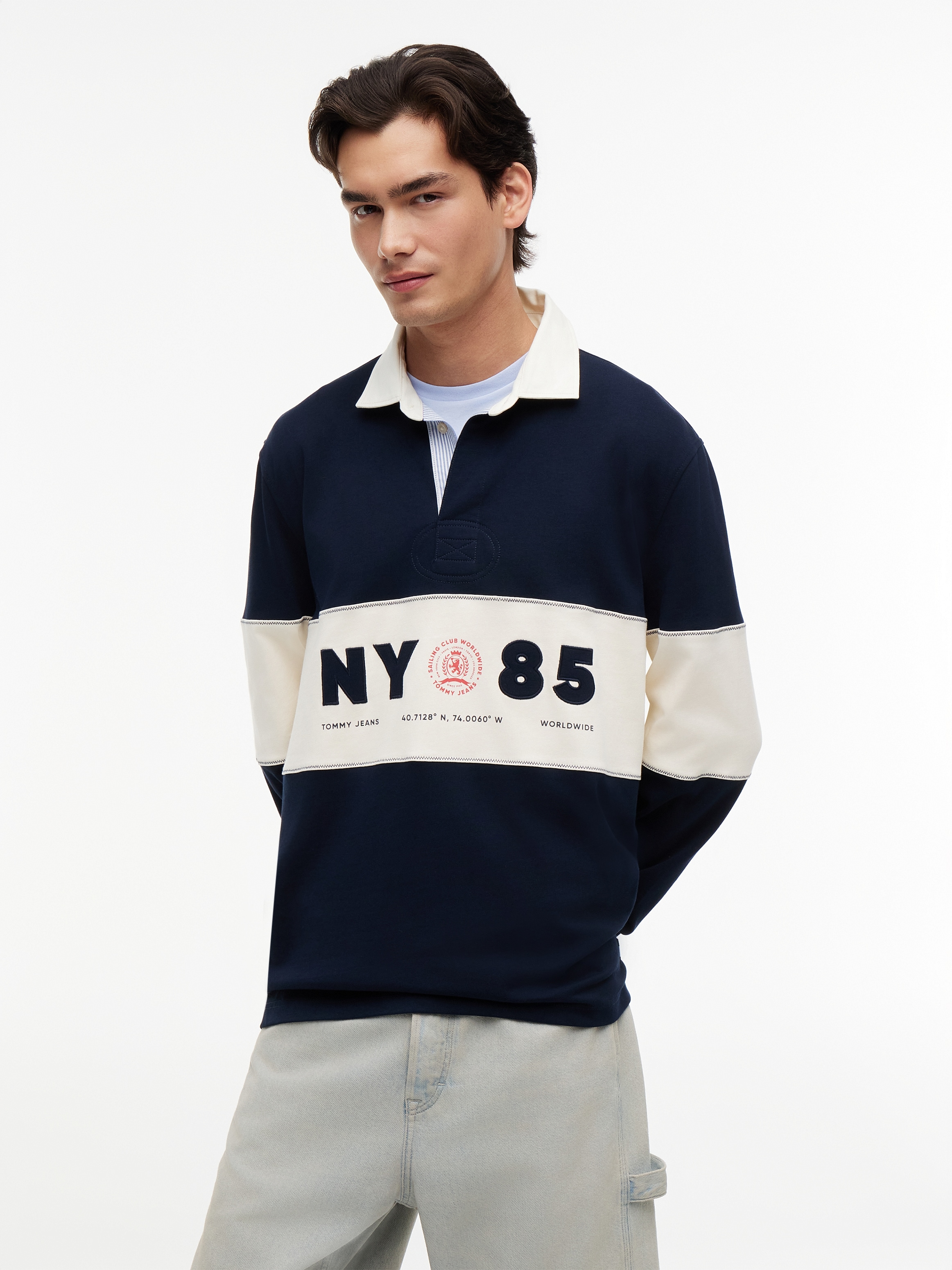 Tommy Jeans Langarm-Poloshirt "RELAX PANEL RUGBY" Relaxed fit mit Polokragen