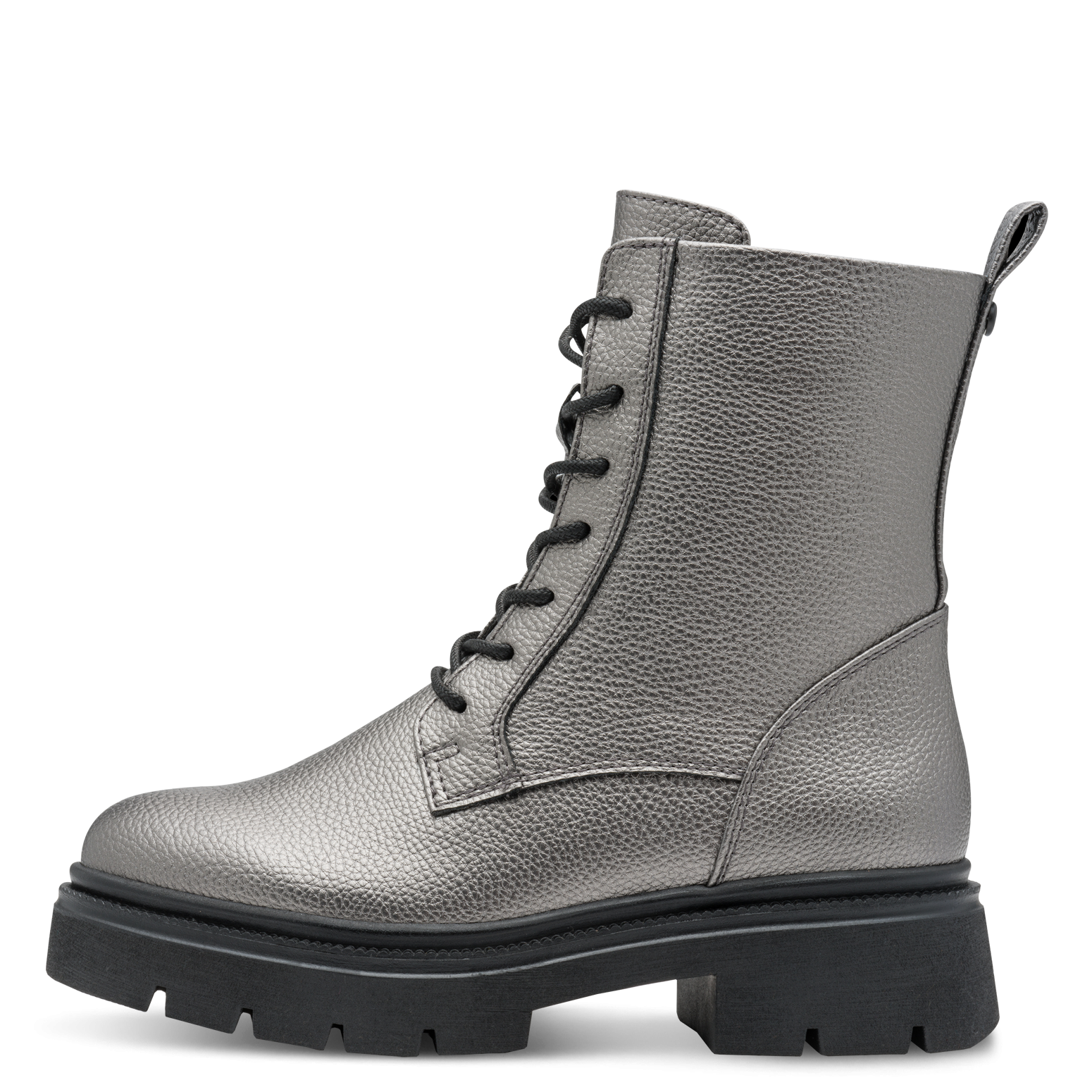 MARCO TOZZI Schnürstiefelette, Schnürboots, Herbstboots in coolem Metallic-Look