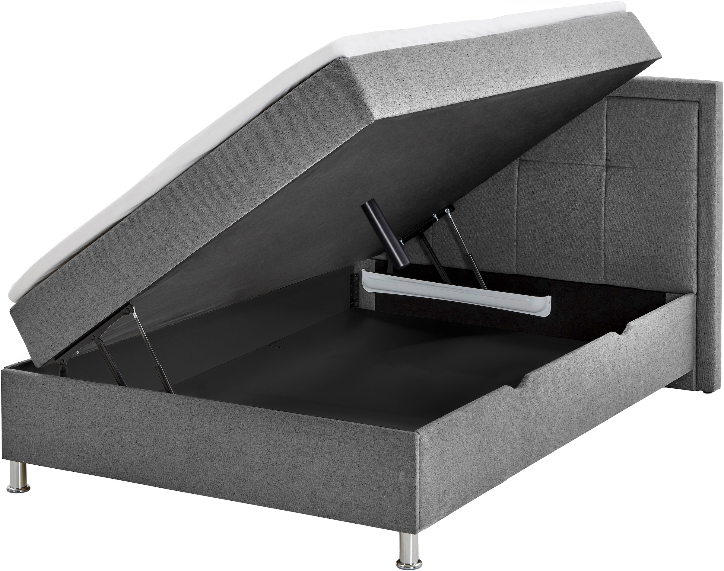 Home affaire Boxbett »Fergus inkl. Bettkasten und Topper, Breite 120cm« mit Metallfuß in Chromoptik