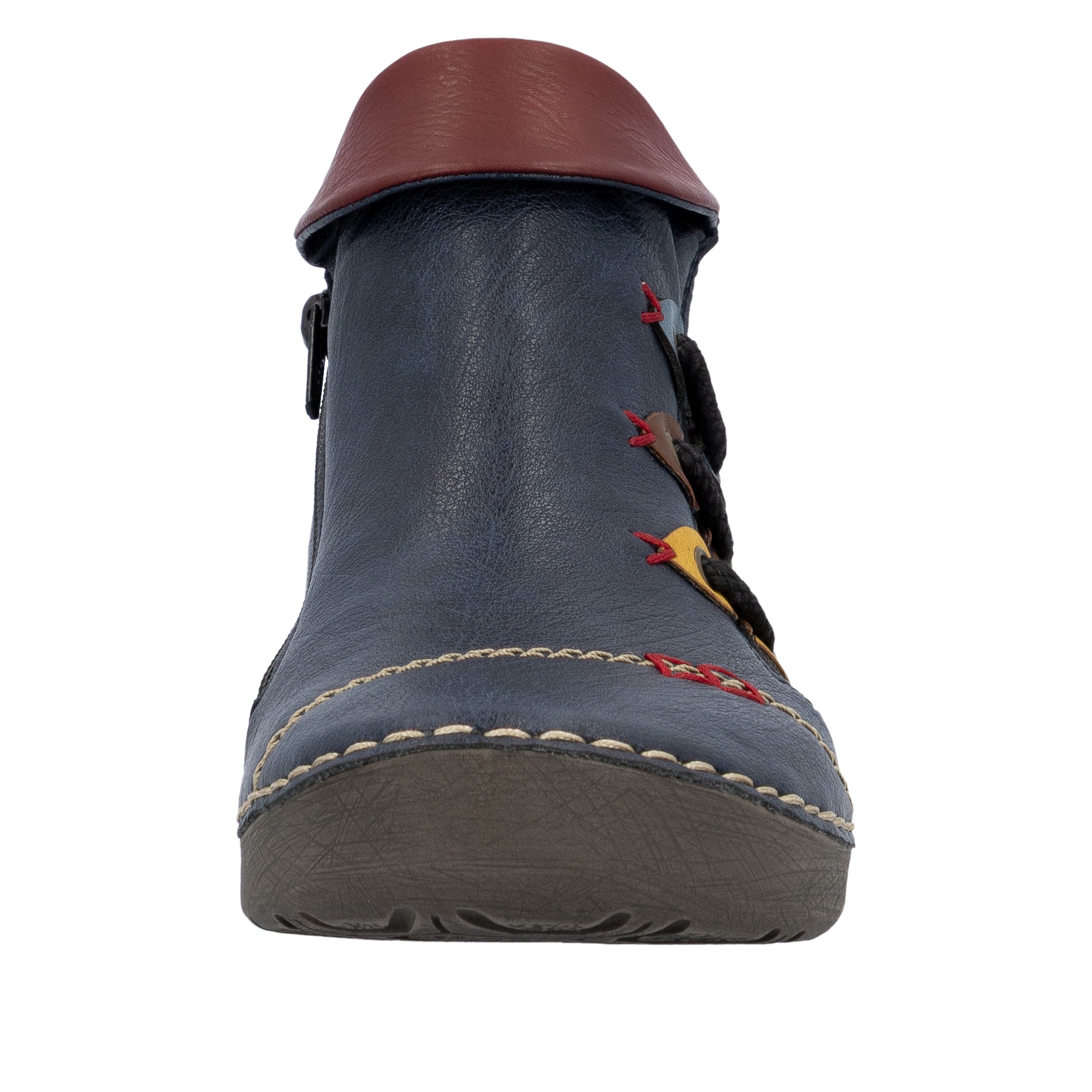 Rieker Stiefelette  Schlupfboots, Slipper mit bunten Applikationen seitlich