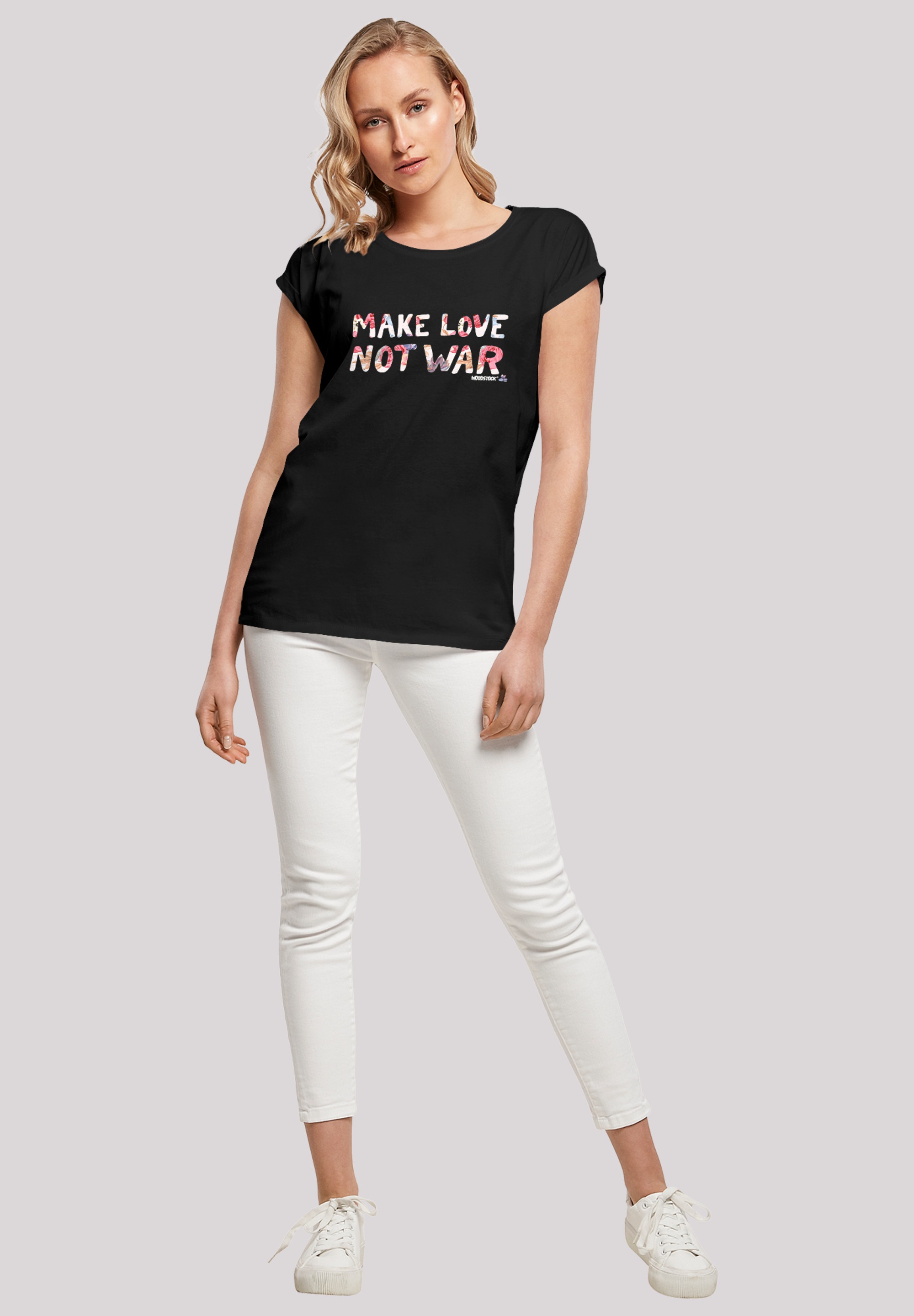 F4NT4STIC T-Shirt »WOODSTOCK Make Love Not War Floral«, Print