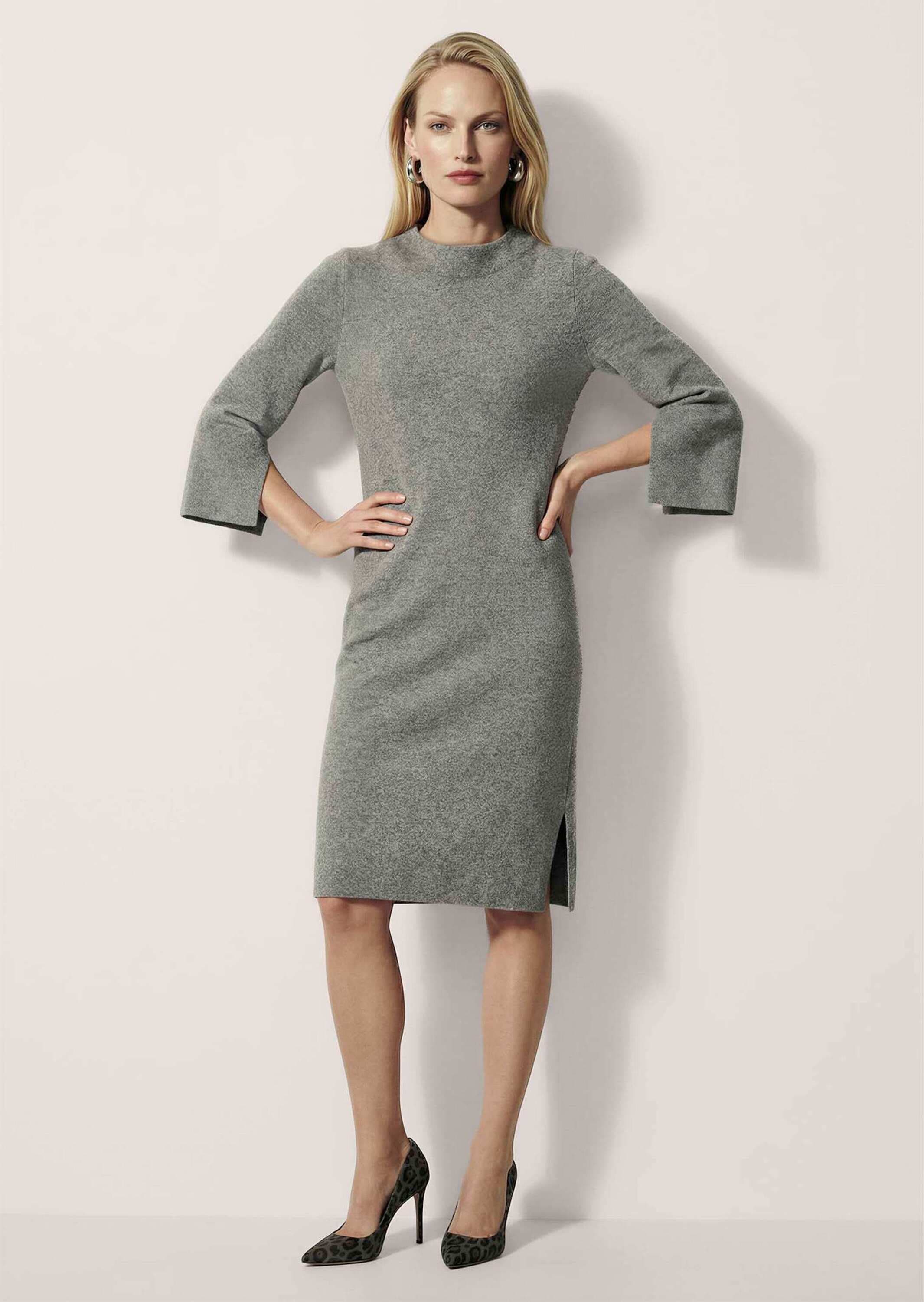 MADELEINE Strickkleid »Strickkleid Halbarm Kaschmir-Strickkleid in Midilänge« Feminines Strickkleid mit Seitenschlitz