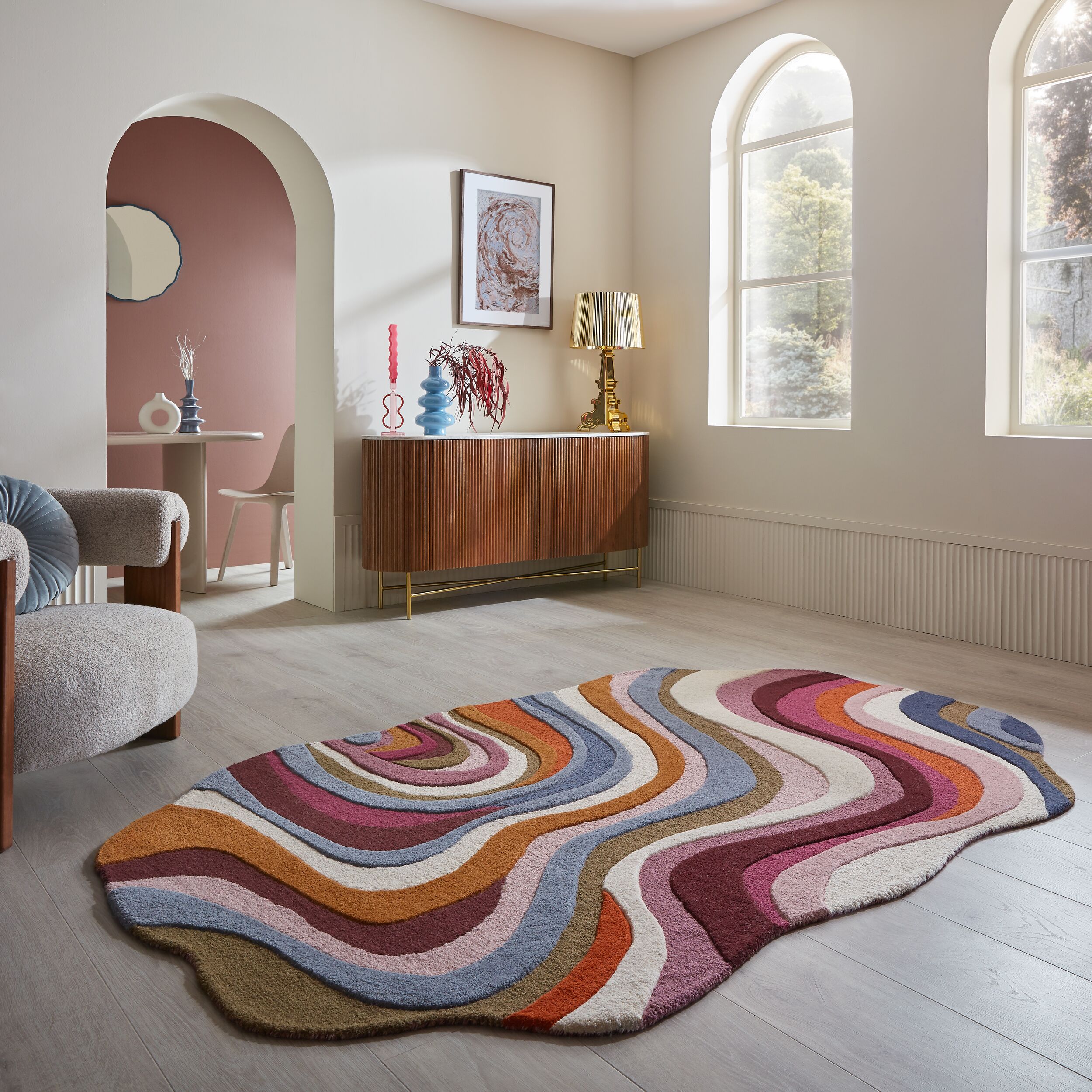 FLAIR RUGS Wollteppich "ENVY" organisch 10 mm Höhe aus 100 % Wollflor, organische Form