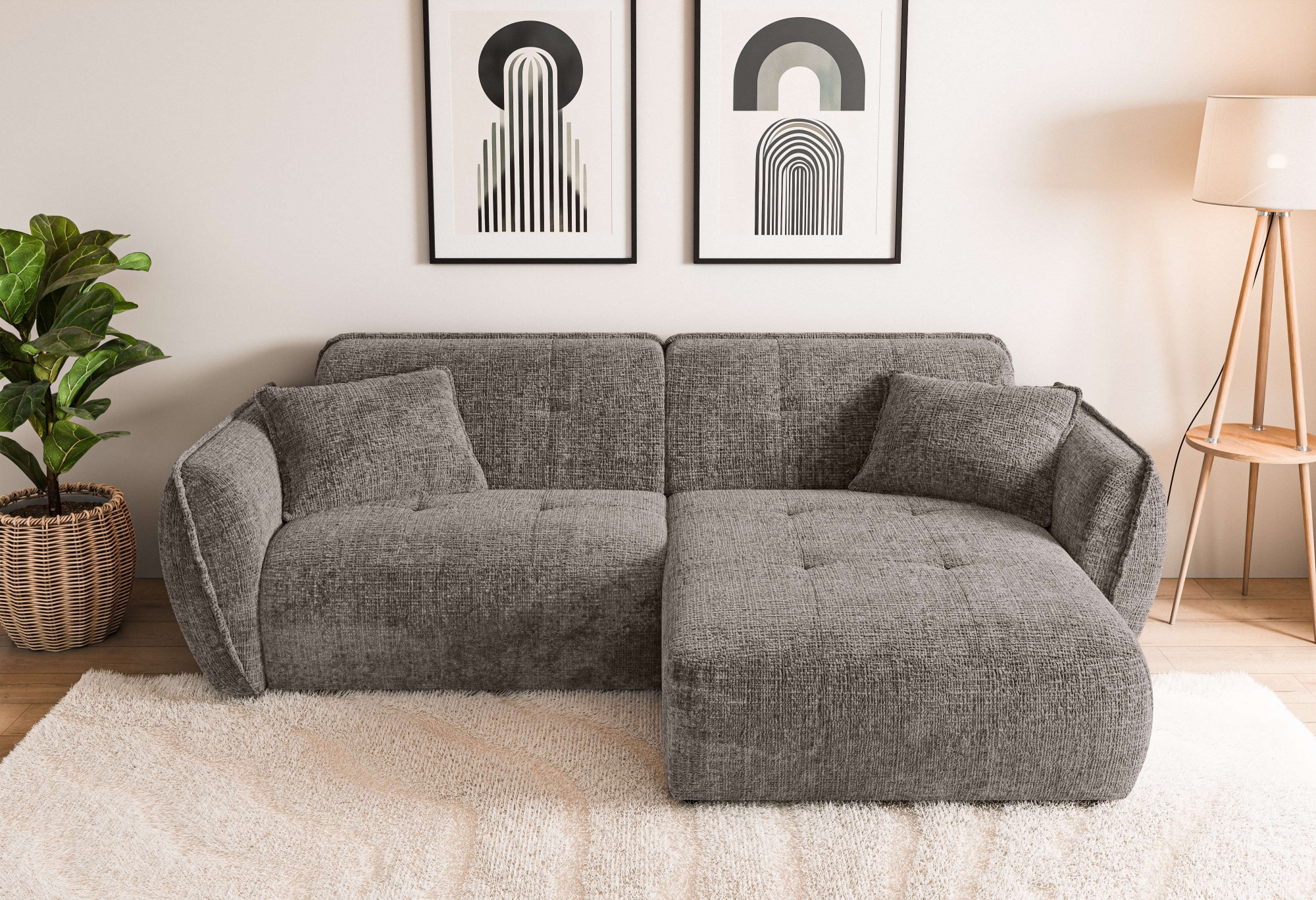 Home affaire Ecksofa "MIRELDA L-Form mit Steppungen, Recamiere rechts/links günstig online kaufen