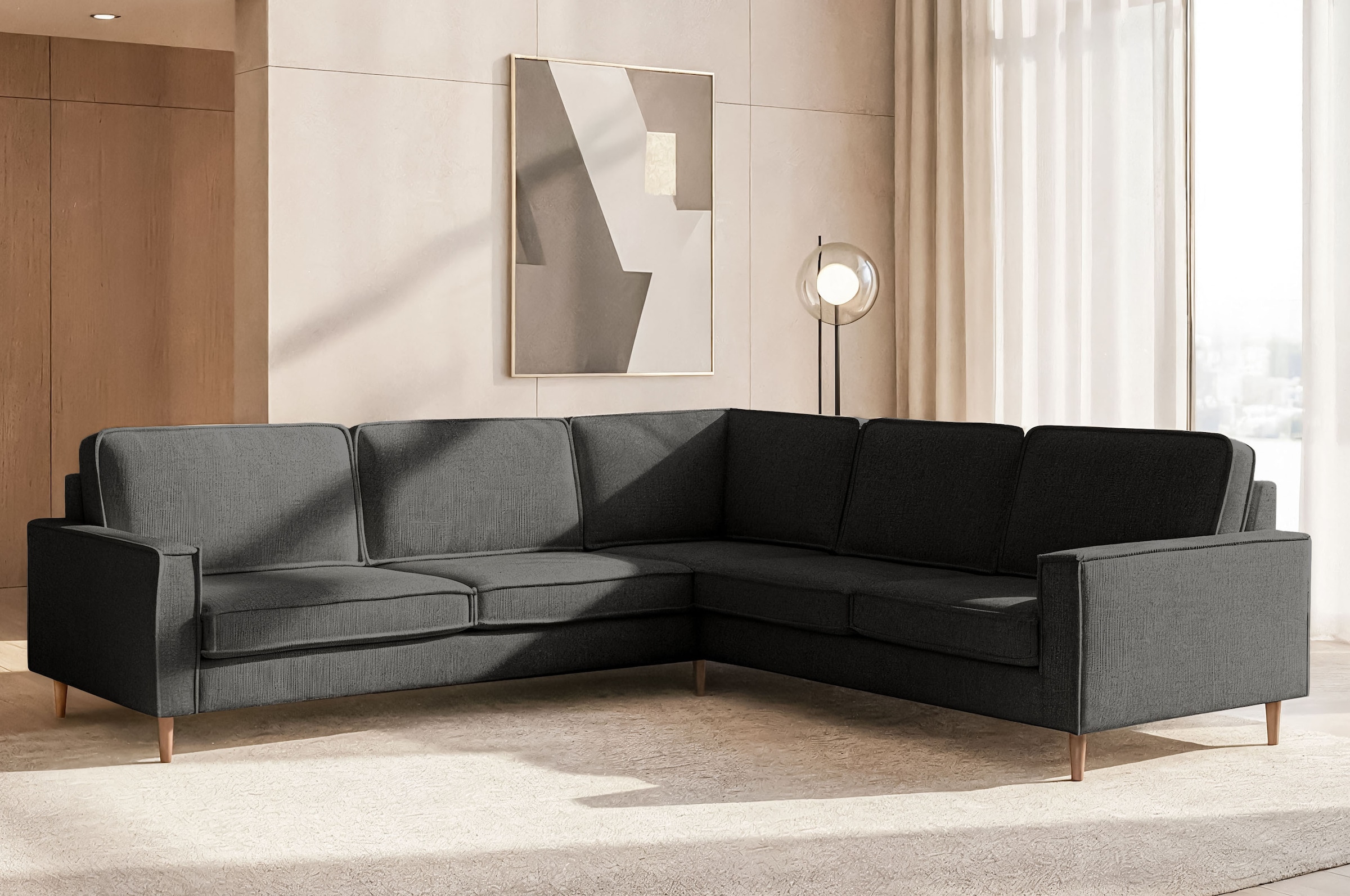 Home affaire Ecksofa "Pinto Skandi, 290 cm, Chenille, Struktur, Ottomane li günstig online kaufen