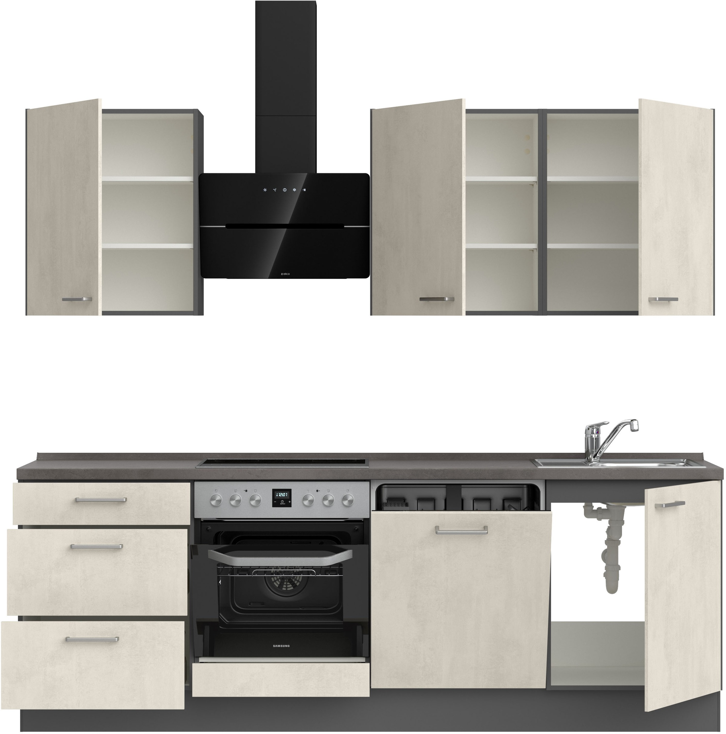 nobilia® Küchenzeile »"Riva II"«, vormontiert, Ausrichtung wählbar, Breite 240 cm, wahlw. mit E-Geräten