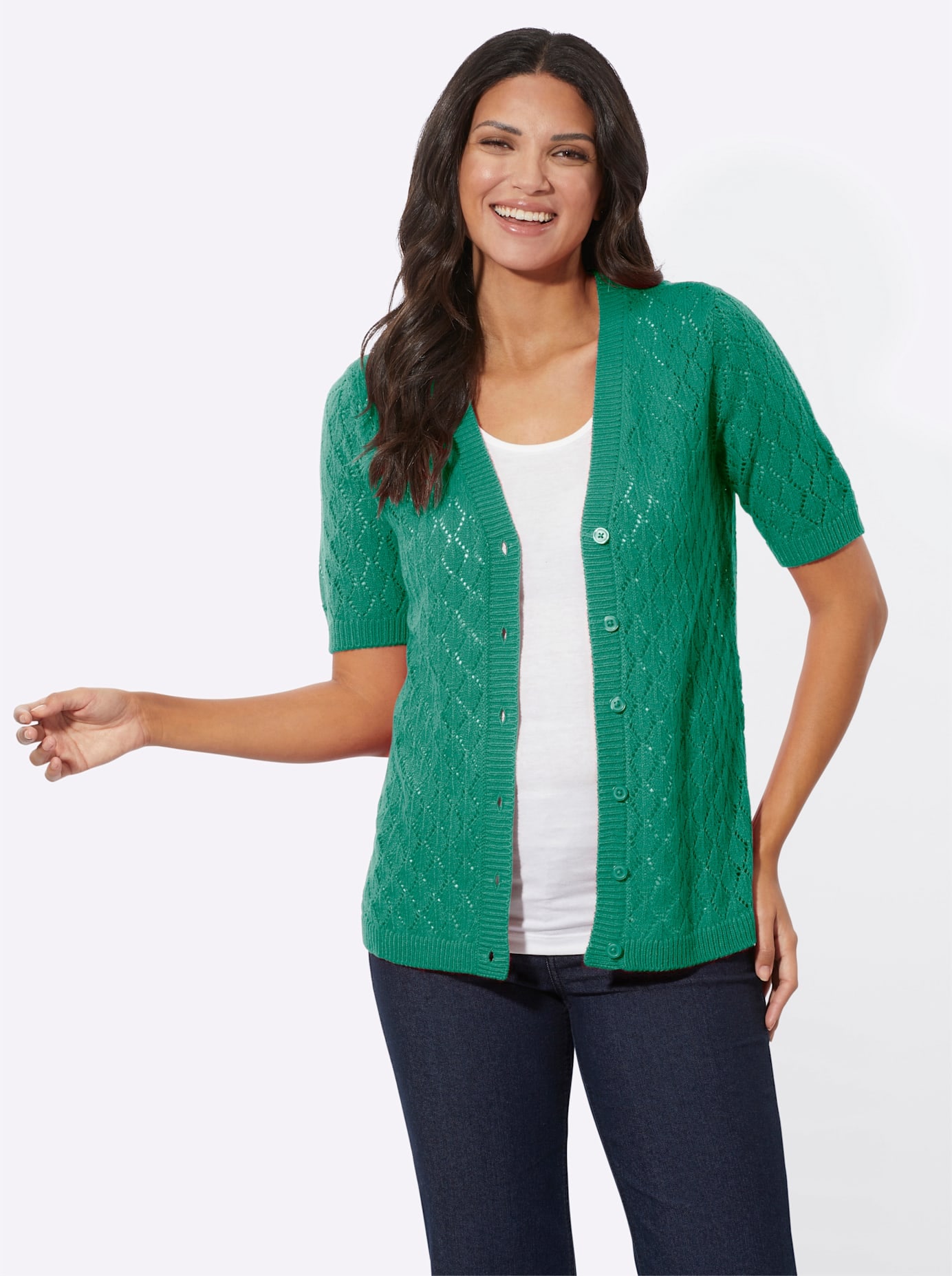 Classic Basics Ajourstrickjacke
