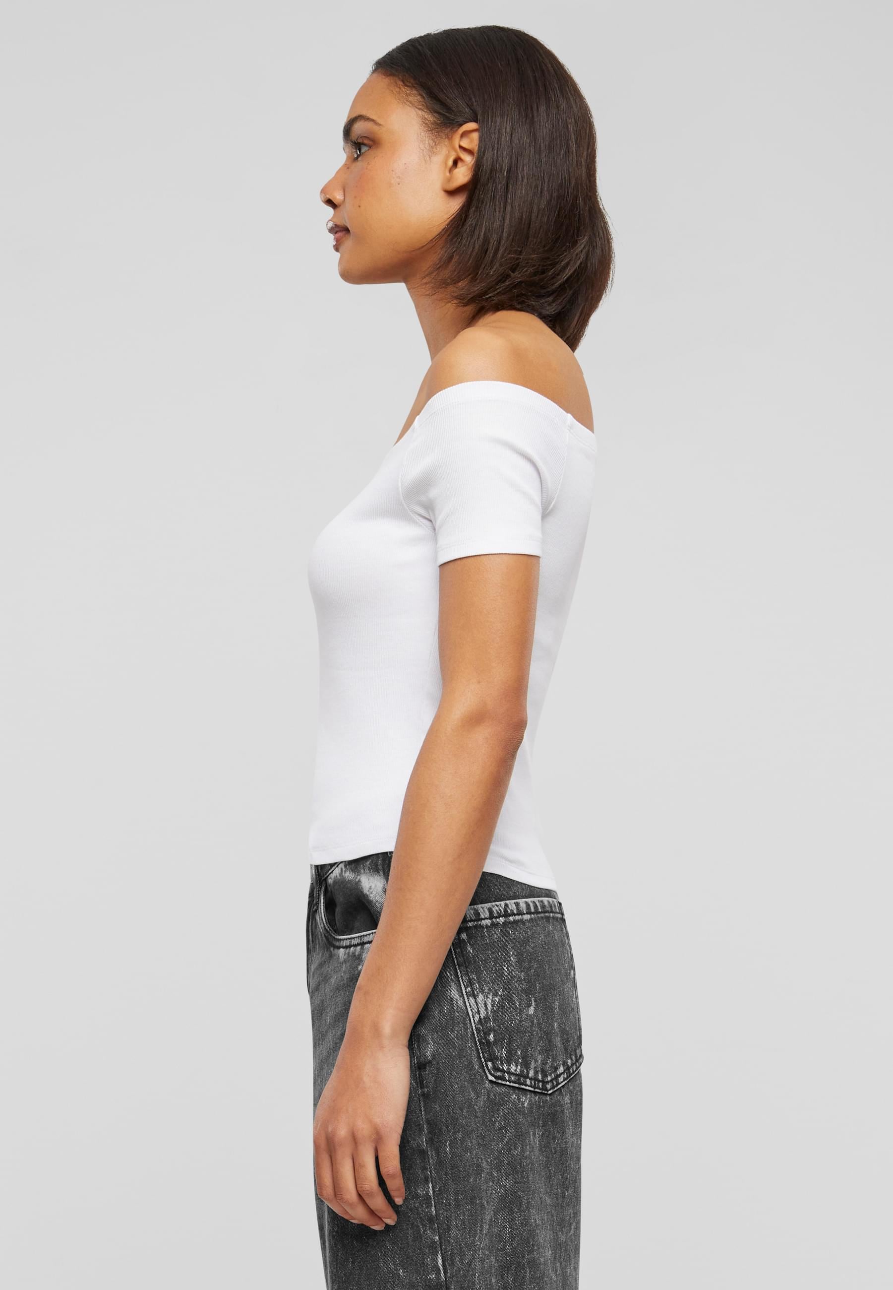 URBAN CLASSICS T-Shirt »Urban Classics Damen Ladies Organic Off Shoulder Rib Tee«, (1 tlg.)