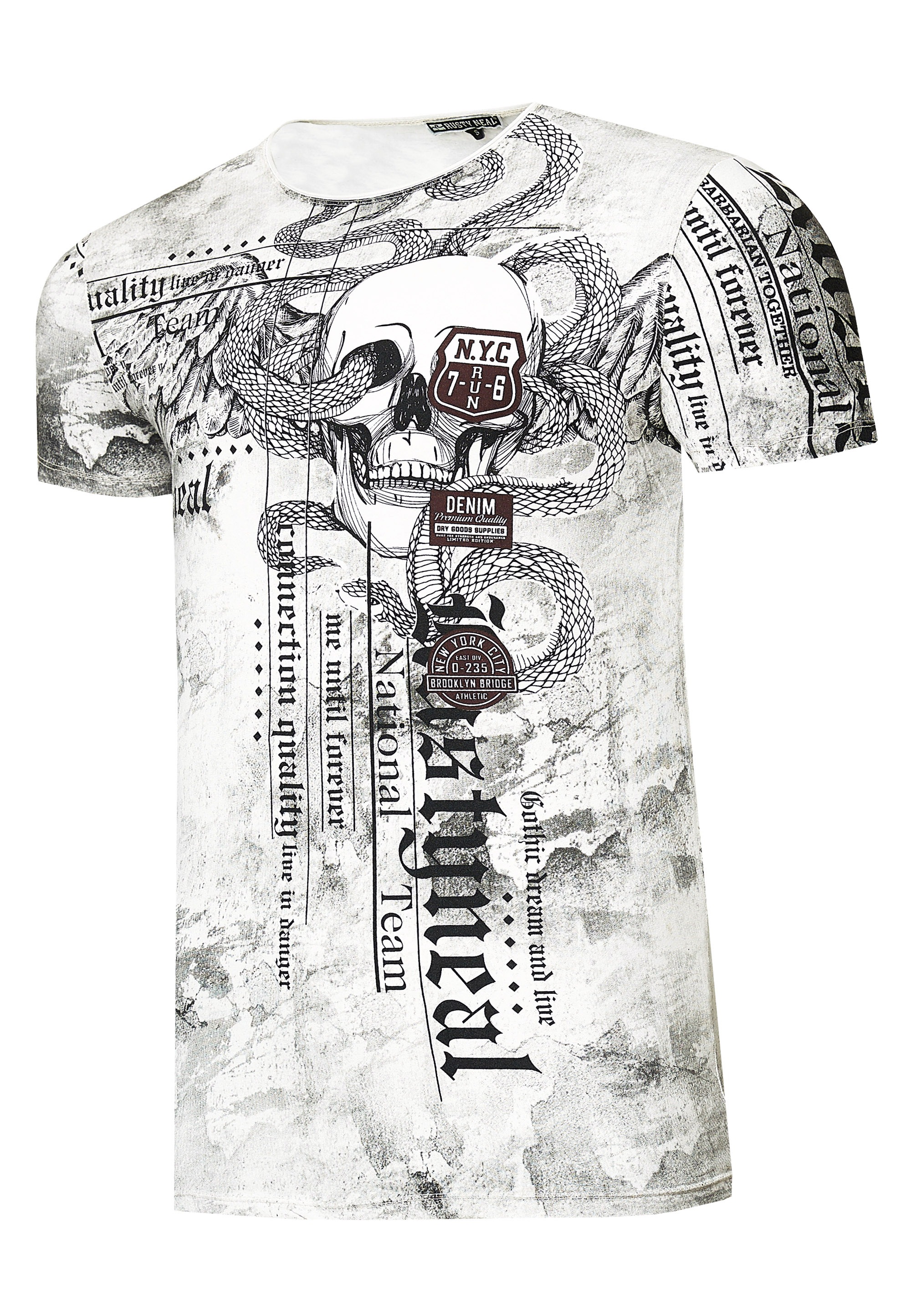 Rusty Neal T-Shirt, mit coolem Allover-Print