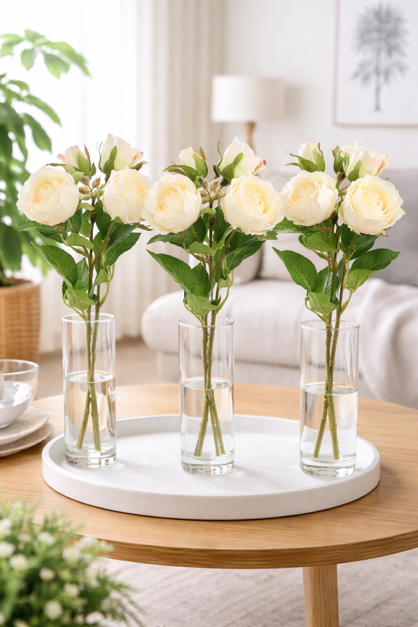 I.GE.A. Kunstblume "Künstlicher Rosenzweig" 3er Set Rose Kunstrosen Dekoblu günstig online kaufen