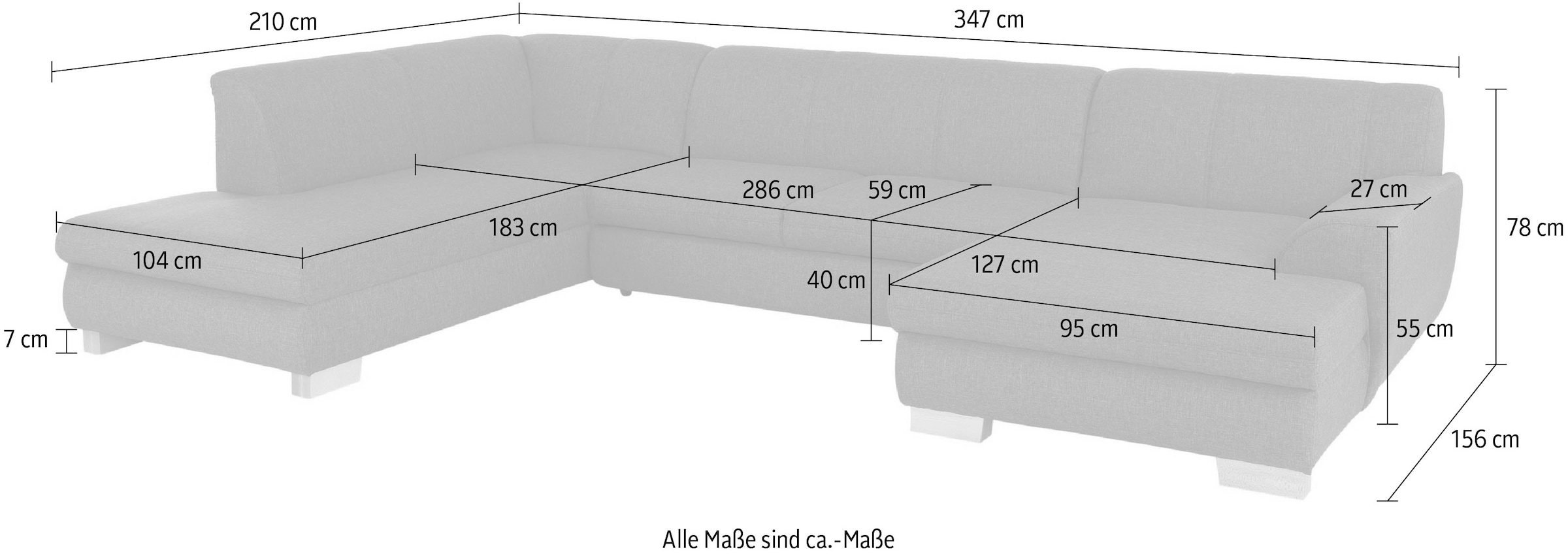 Home affaire Wohnlandschaft »Nika U-Form«, Wohnlandschaft, MELROSE®/Struktur oder Struktur fein