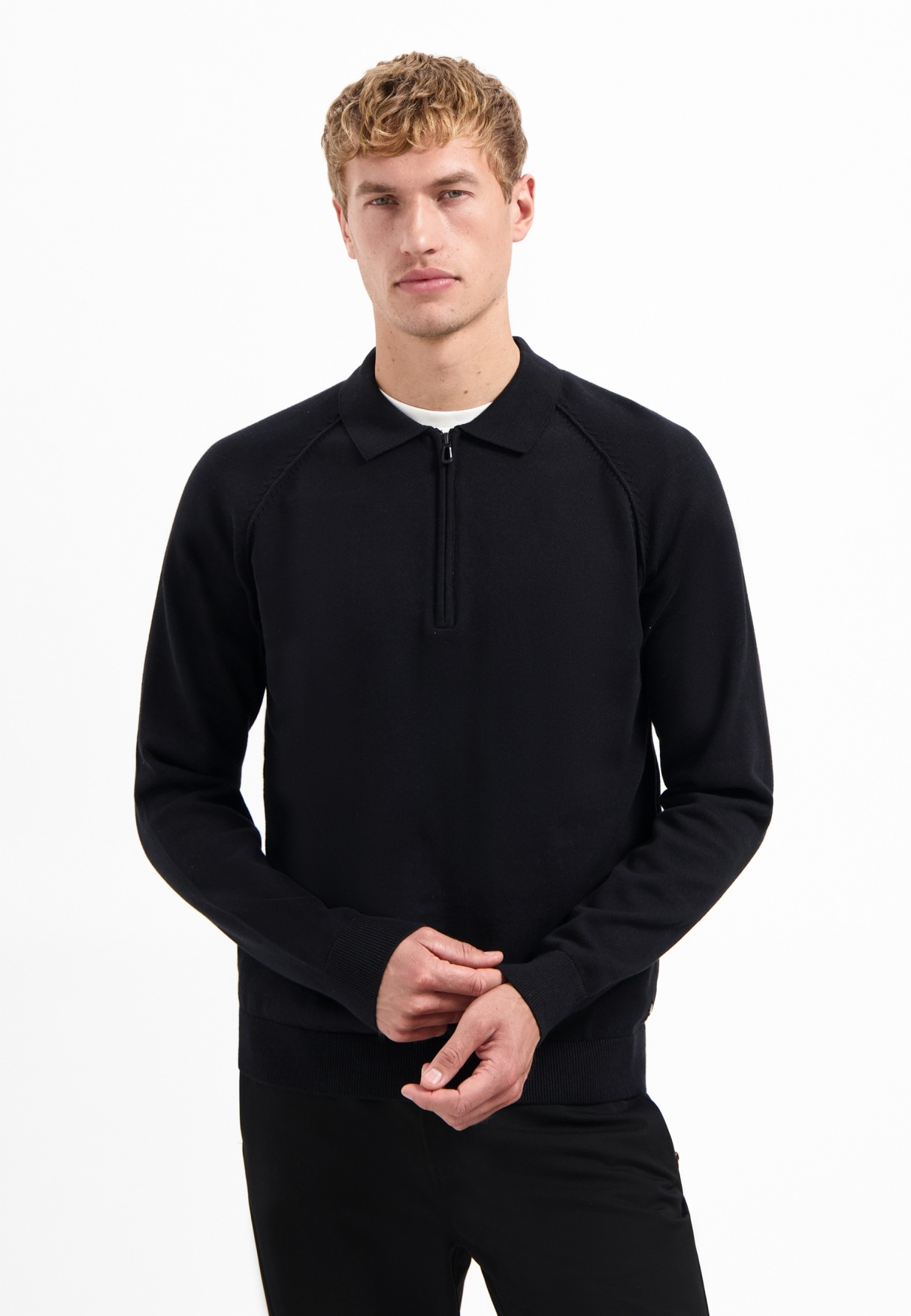 NO EXCESS Stehkragenpullover "No Excess Half-Zip-Polo-Pullover Pullover Pol günstig online kaufen