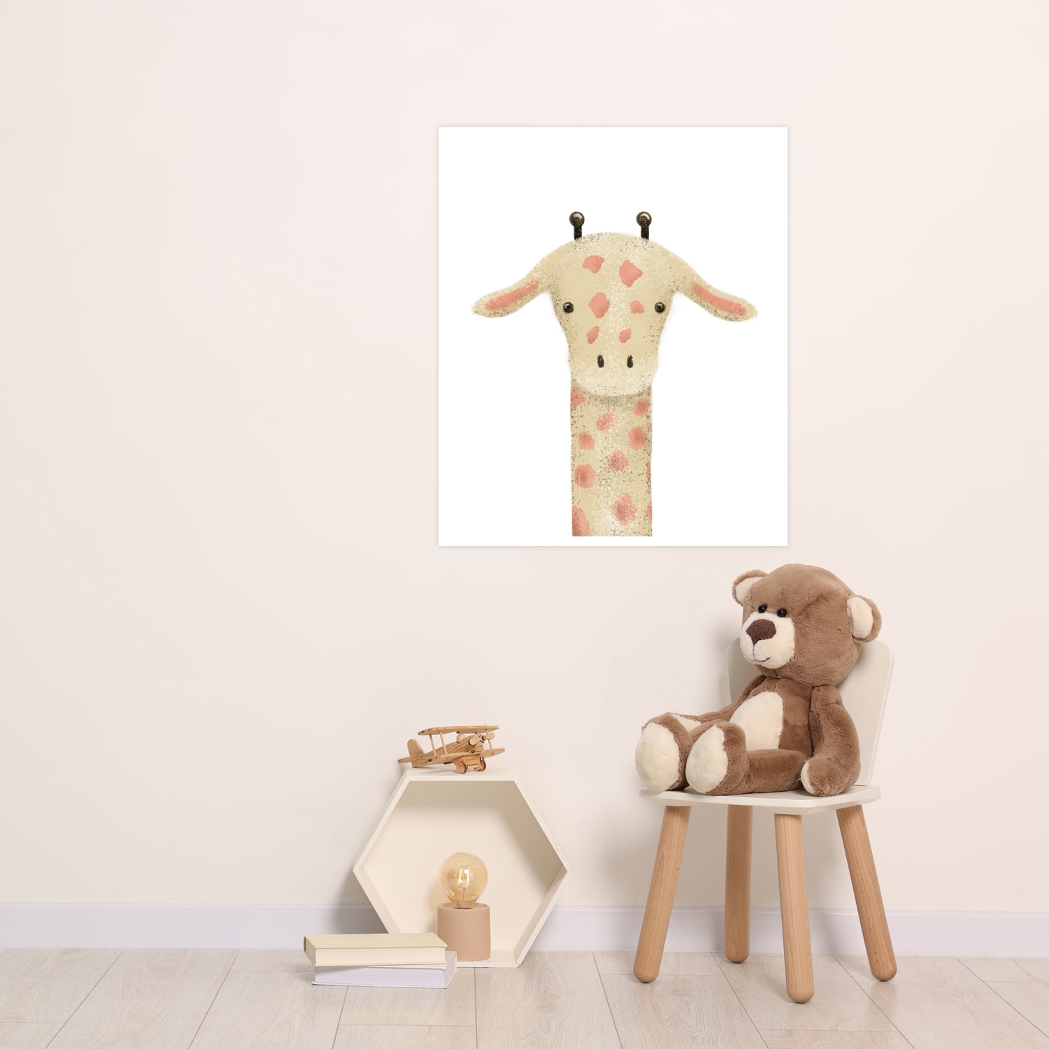 Lüttenhütt Bild mit Rahmen »oder Poster, Giraffenkopf«, Fantasy-Giraffe-Giraffen Bilder-Tiere, (1 St.), HD Premium Druck