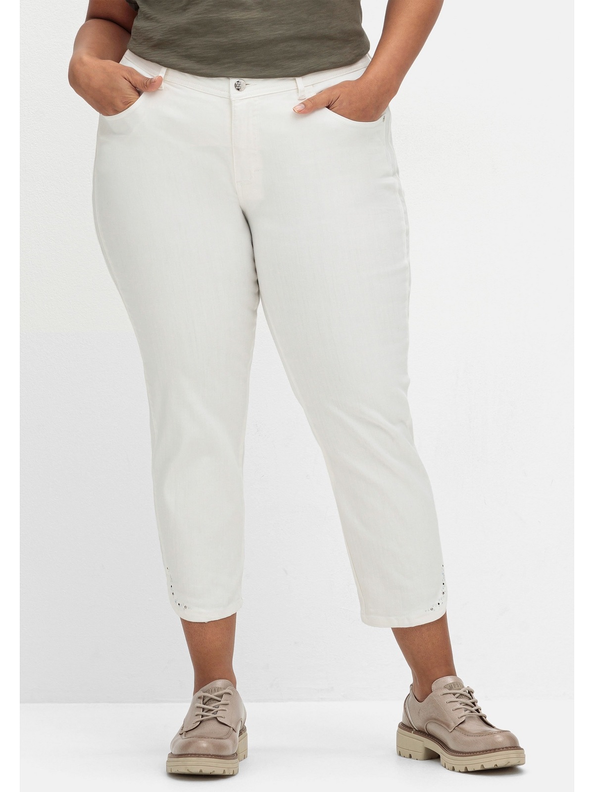 Sheego Stretch-Jeans »Große Größen«, mit Glitzersteinen am Saum