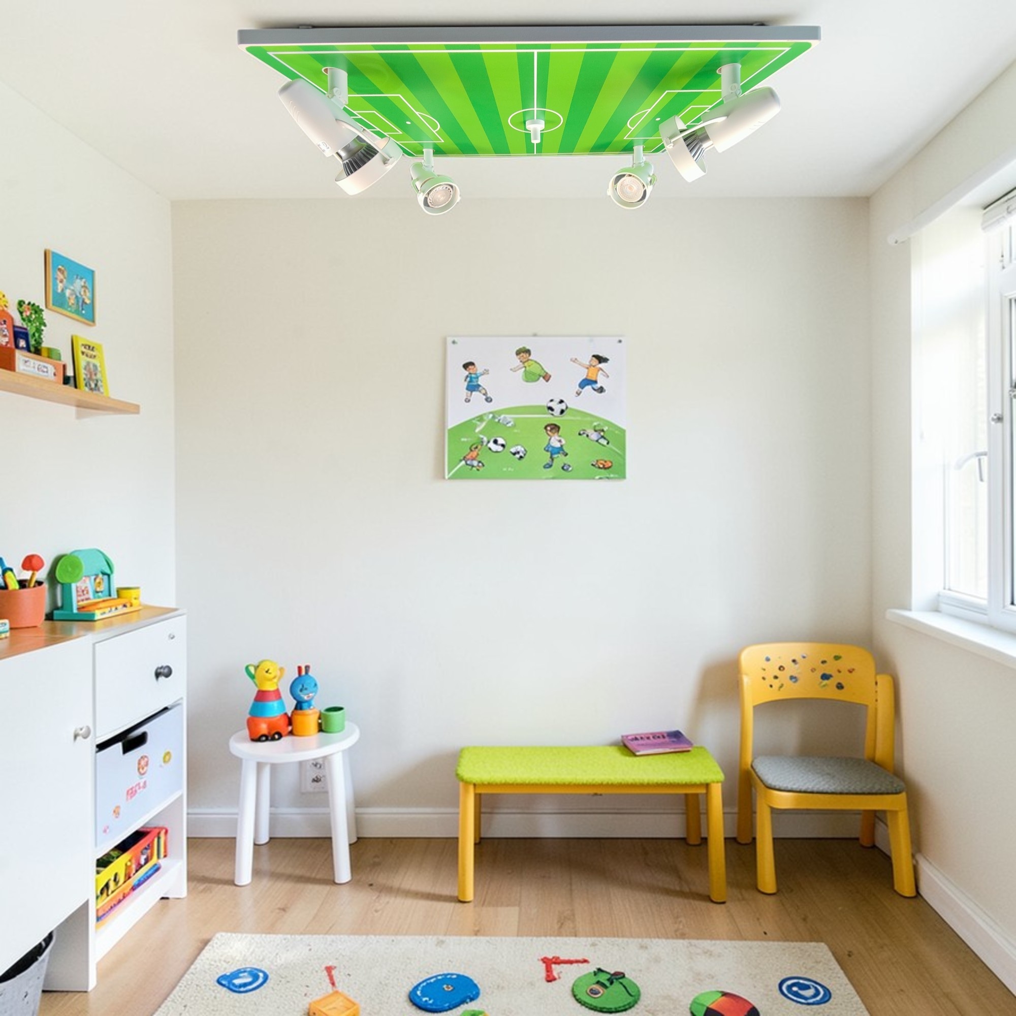 niermann Deckenleuchte »Strahler Fußballfeld, Kinderzimmer, Kinderlampe« GU10 1 Stk. 4 verstellbare Spots, Made in Germany