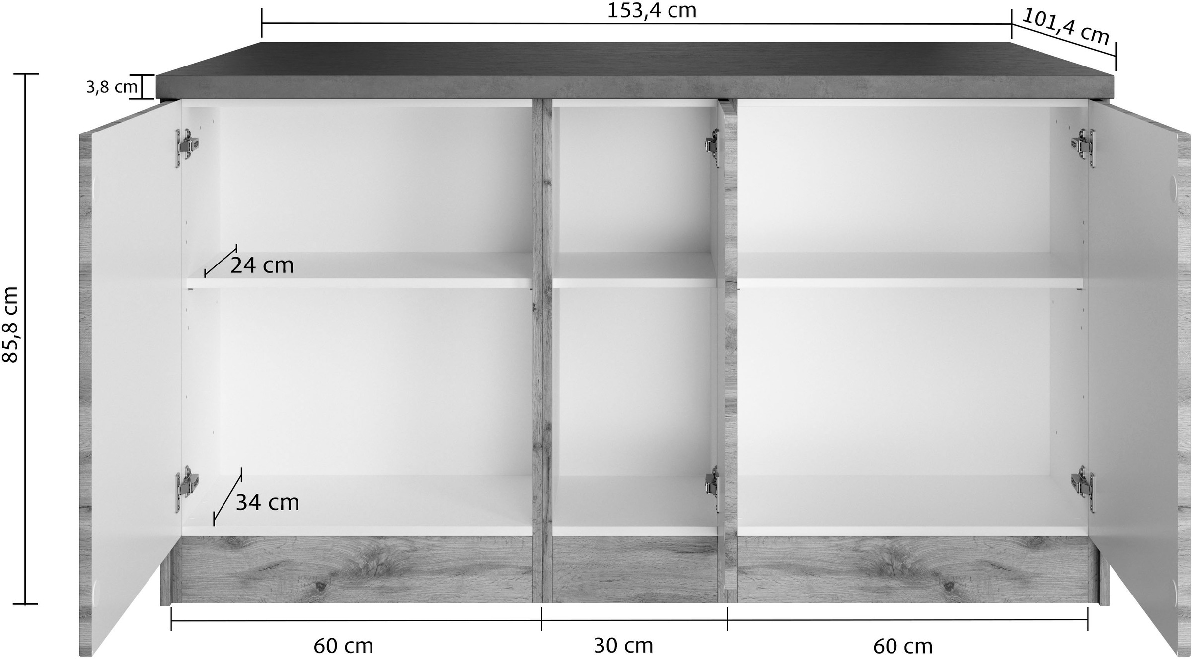 KOCHSTATION Kücheninsel »KS-Lani, Breite 153 cm, mit Flaschenregal«, MDF-Fronten, Arbeitsplatte 38mm stark