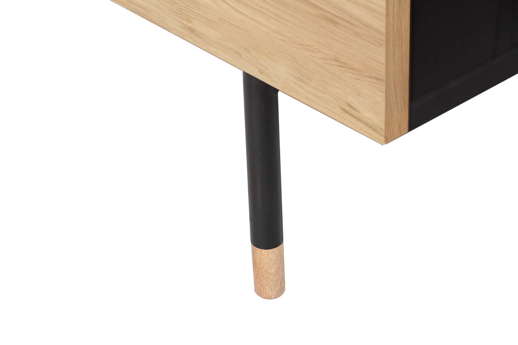 Woodman Nachtkommode »Jugend«, Echtholzfurnier aus Eiche, Breite 53 cm, mit Schubladen, Metallfüße