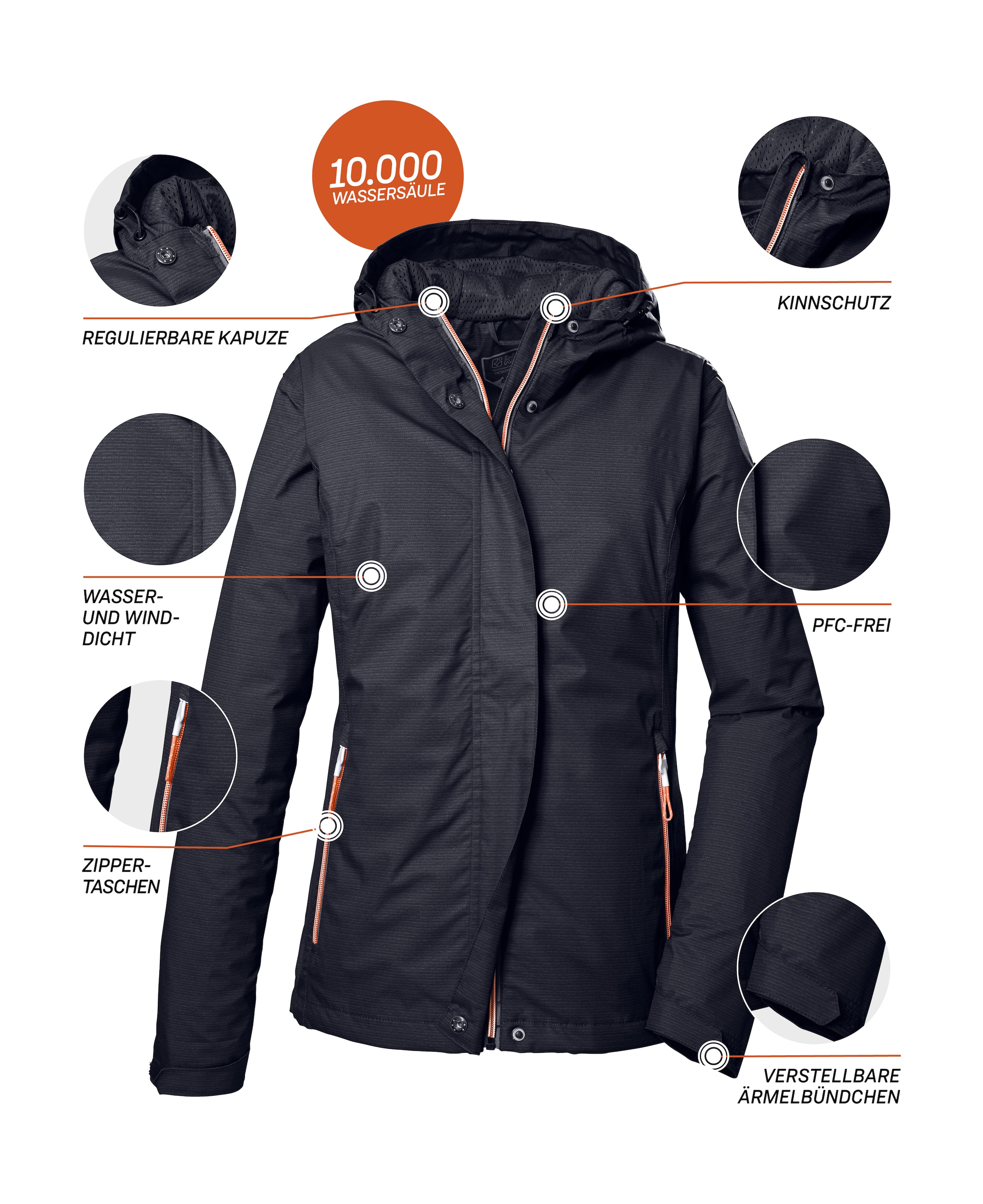 Killtec Outdoorjacke »KOS 68 WMN JCKT«, Wasserdichte, atmungsaktive Jacke mit fluorfreier Imprägnierung