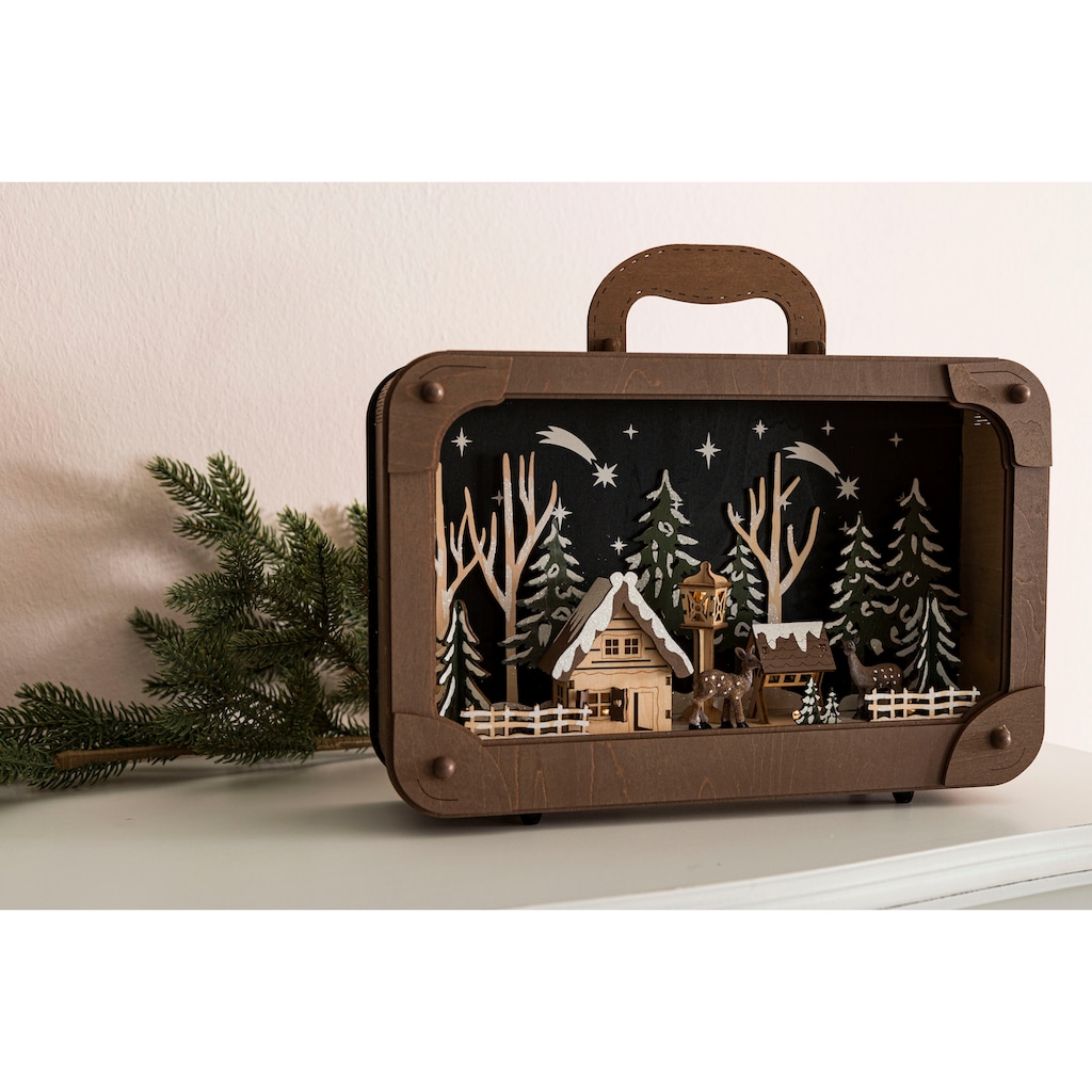 Myflair Möbel & Accessoires LED Lichtbox »Koffer mit LED-Dekoration, Weihnachtsdeko aus Holz«
