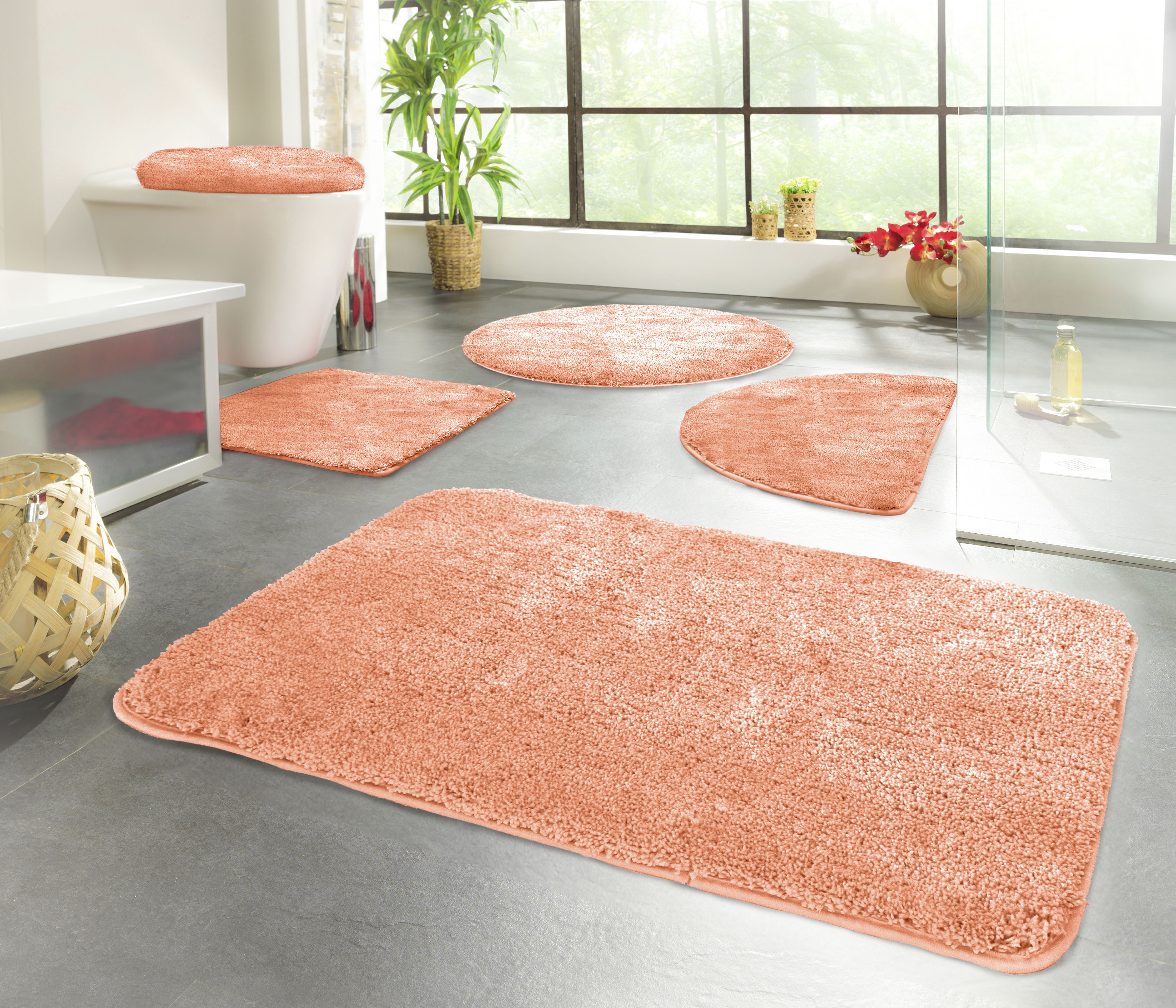 KiNZLER Badematte "Chaozhou, Badvorleger, Badezimmer Teppich" Höhe 20 mm rutschhemmend beschichtet fußbodenheizungsgeeignet Badteppich, Uni Farben, weich, als rechteckig, rund & Set erhältlich