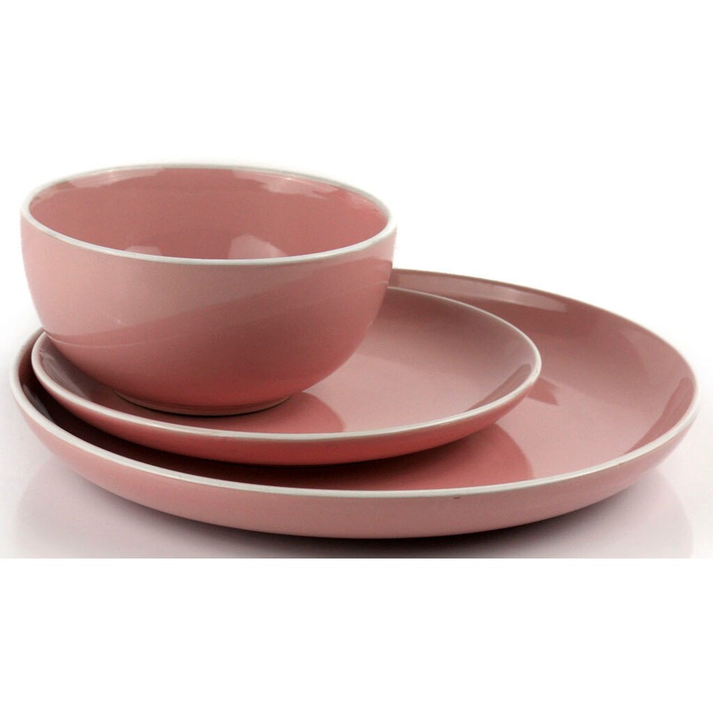 Retsch Arzberg Tafelservice »Geschirr-Set, Service HALO BUBBLE GUM«, (Set, 12 tlg., Frühstücks- u. Speiseteller, Salat-/Müsli-/Suppenschalen tief)