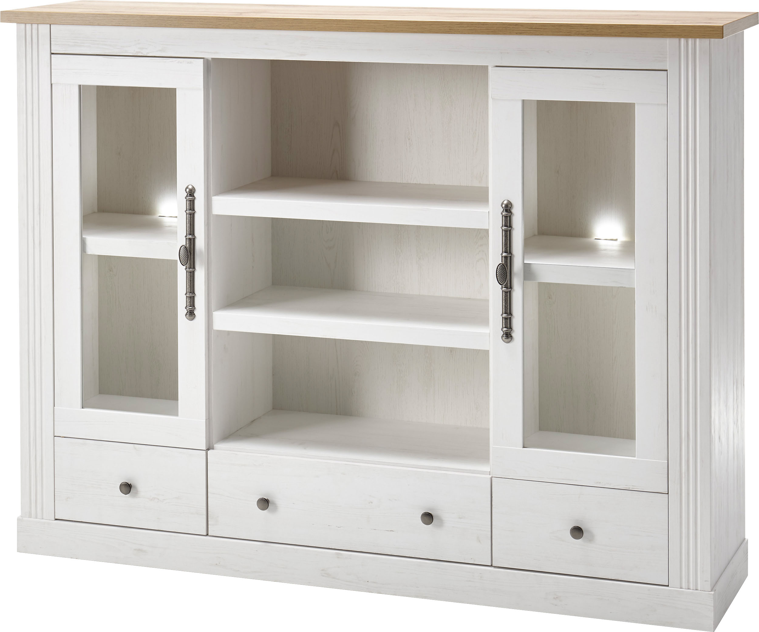 OTTO home Highboard "Westminster, Schrank im Landhausstil, Hochkommode, Stauraumelement" Metallgriffe, ausreichend Stauraum, in 2 Farben erhältlich