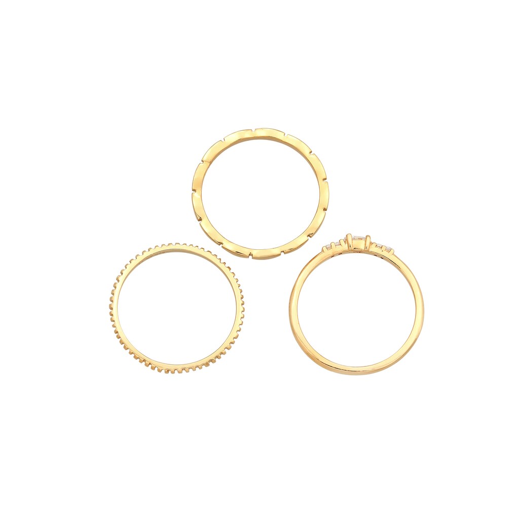 Elli Solitärring »Zirkonia Marquise Basic Stapelring Set 925 Silber«