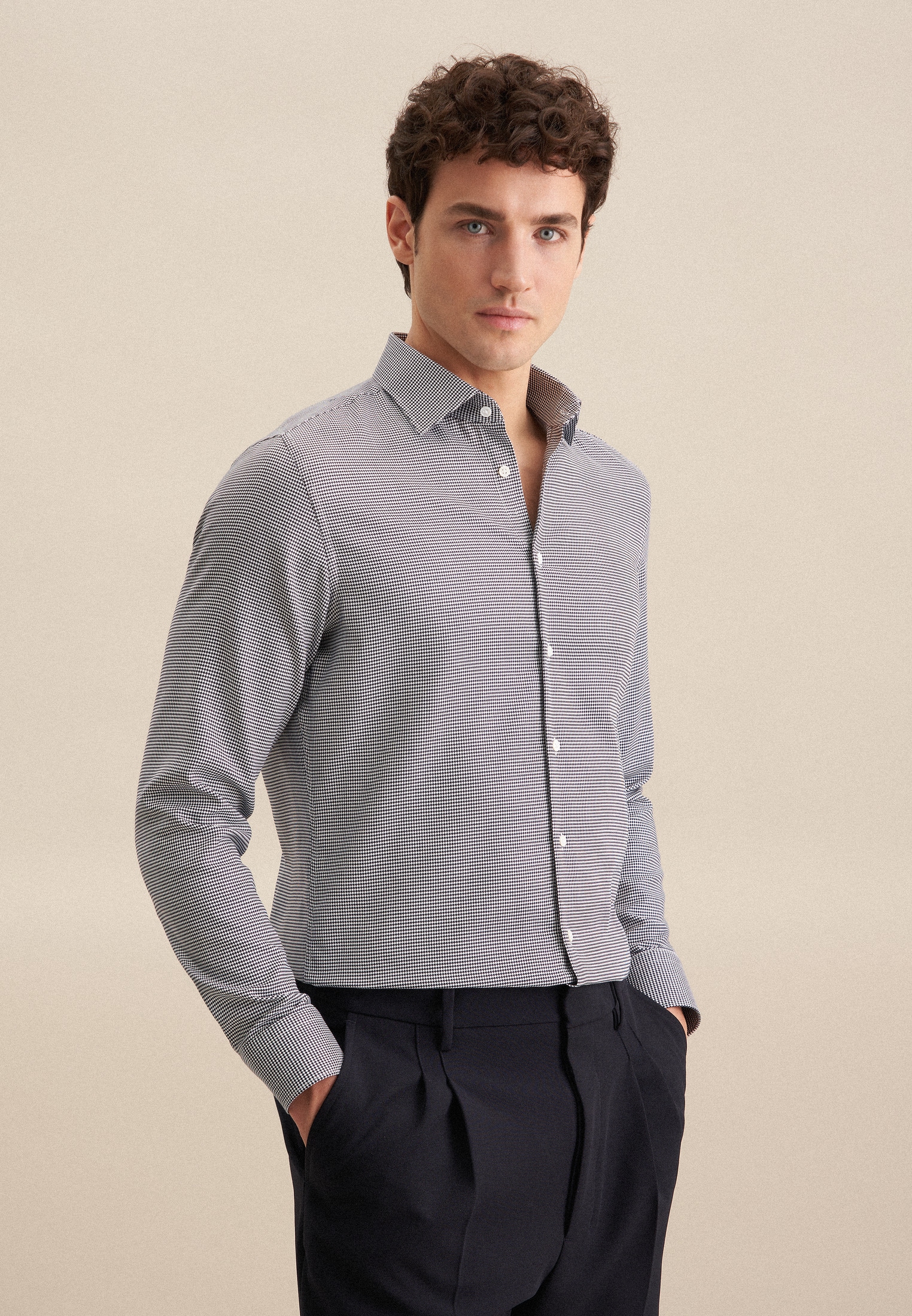 seidensticker Businesshemd "Shaped" Shaped 1/1 Kentkragen Pepita günstig online kaufen