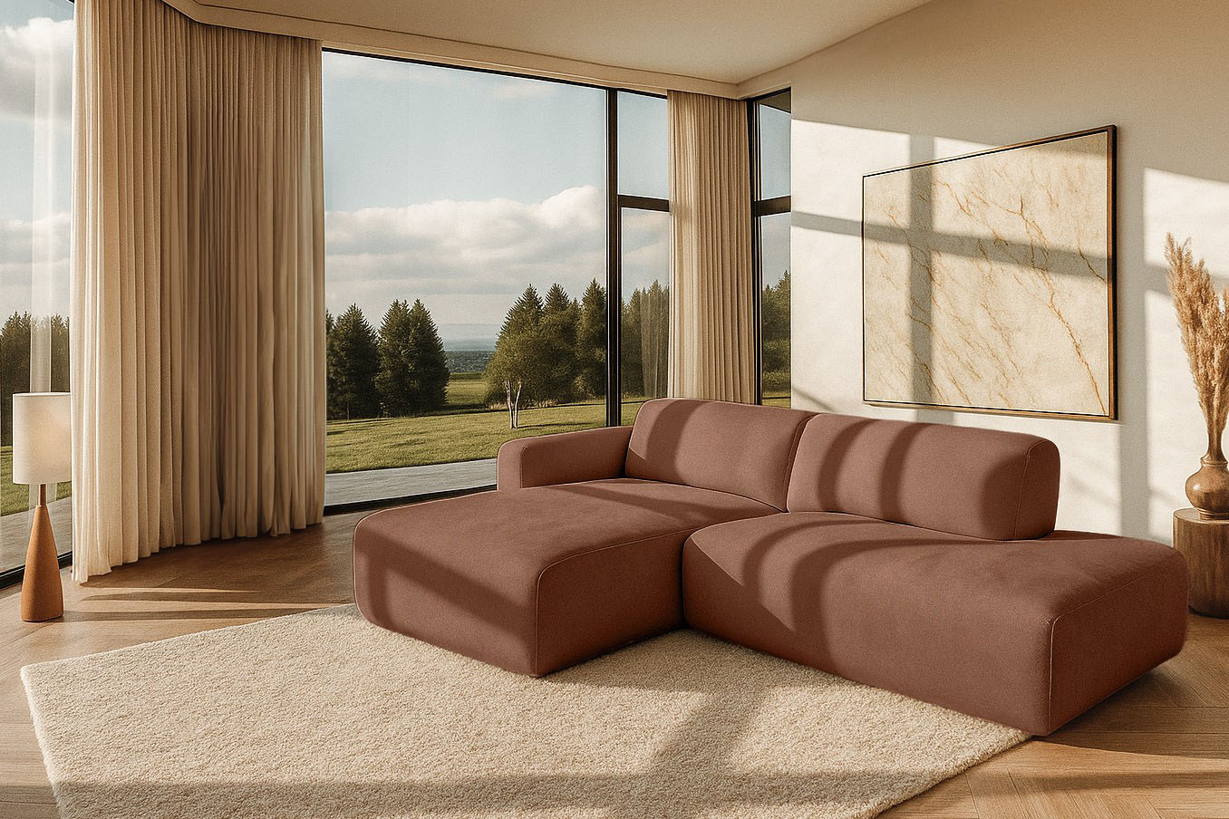 OTTO home Ecksofa "Myrland Kompaktsofa" Breite 263 cm, Chenille, Easy Clean Stoff, mit Kaltschaum
