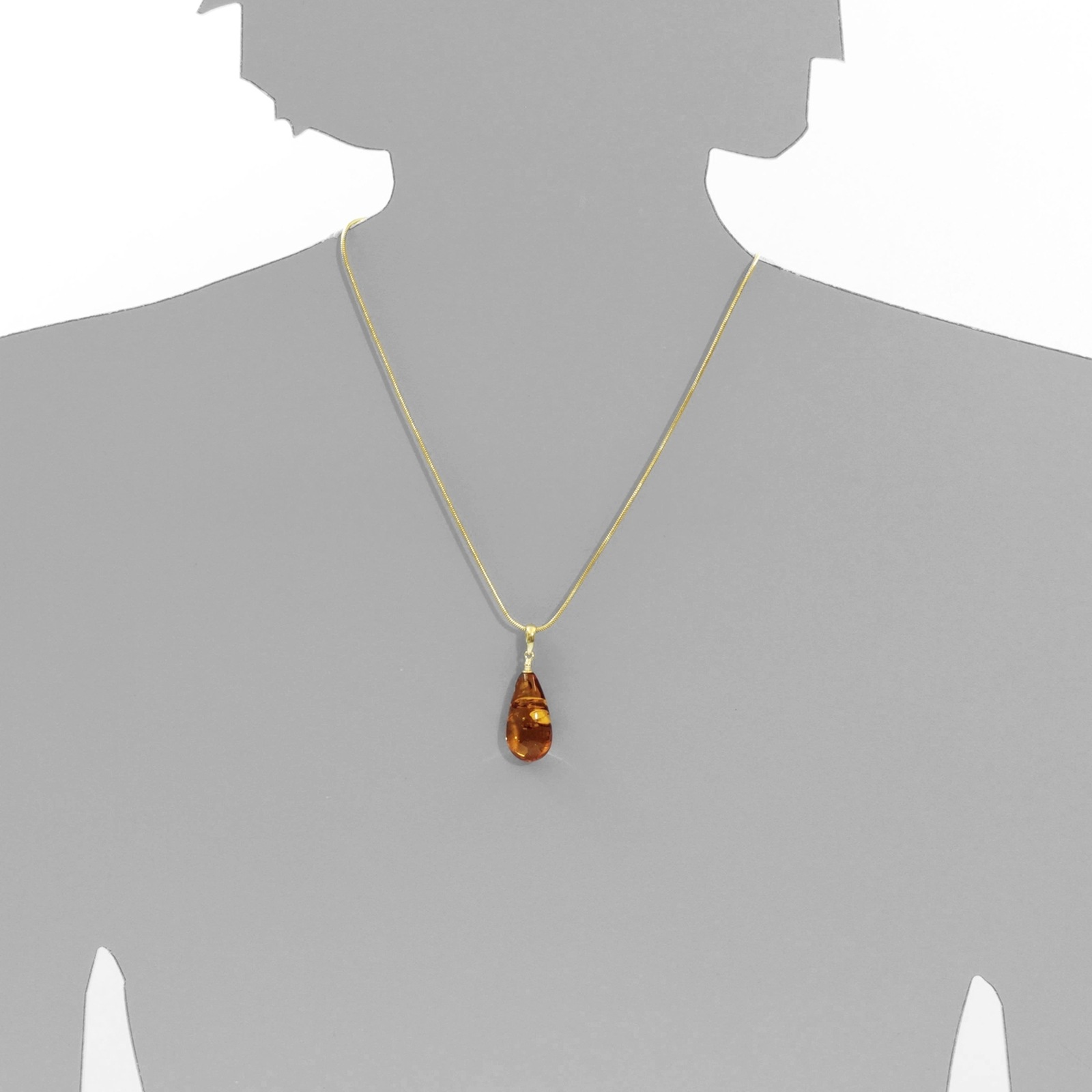 Kettenanhänger OSTSEE-SCHMUCK "Ostsee-Schmuck Anhänger Klassisch 30 mm - Gold 333/000", gelb, Schmuckanhänger, Damen, 37 x 15mm, Bernstein, 3,1 g, Kettenanhänger 5