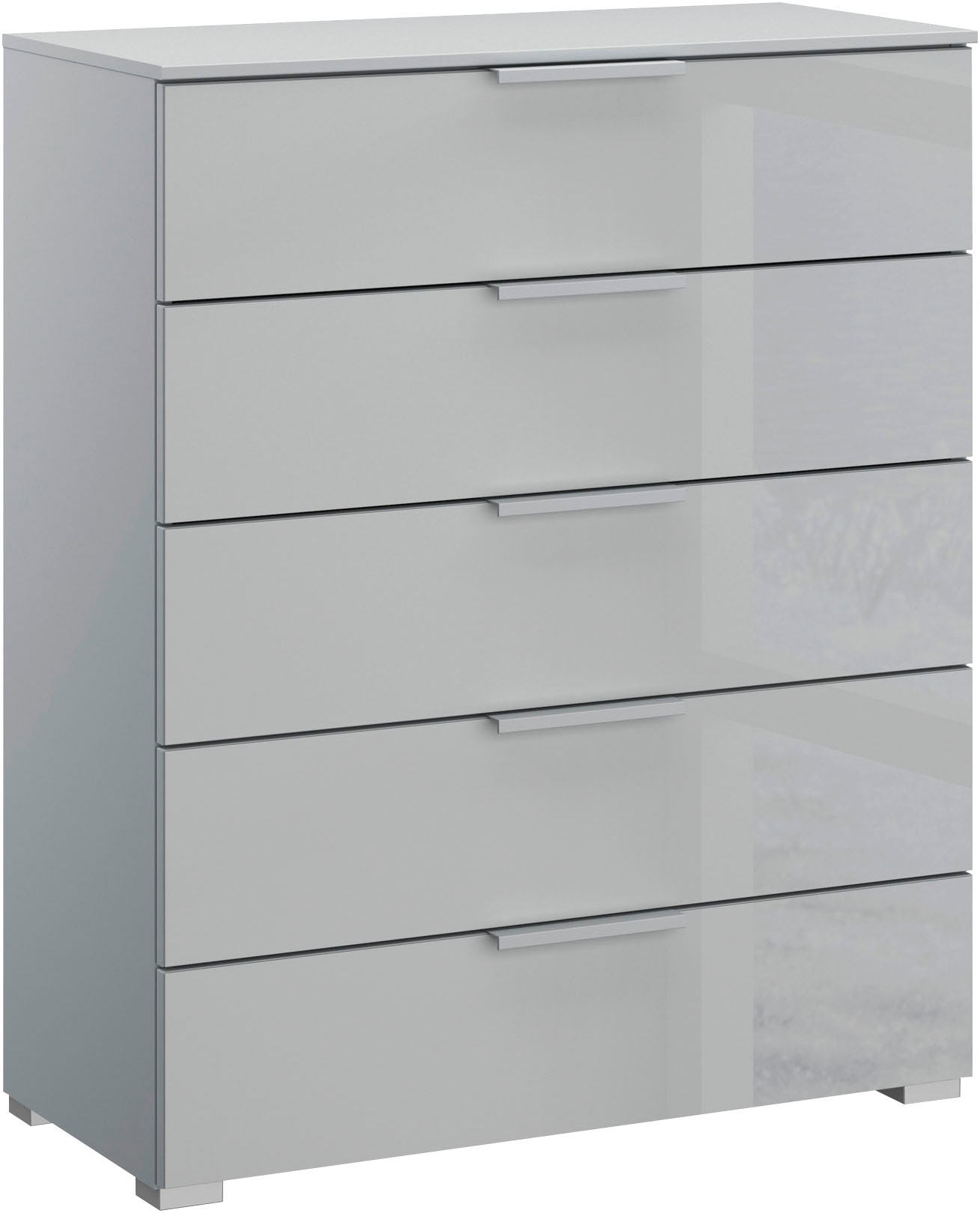 rauch Schubkastenkommode "Kommode Sideboard Wäscheschrank Schrank SKAT MERIDIAN" inkl. SOFT-CLOSE-FUNKTION, mit 5 Schubladen mit Glasfront in elegantem Design MADE IN GERMANY