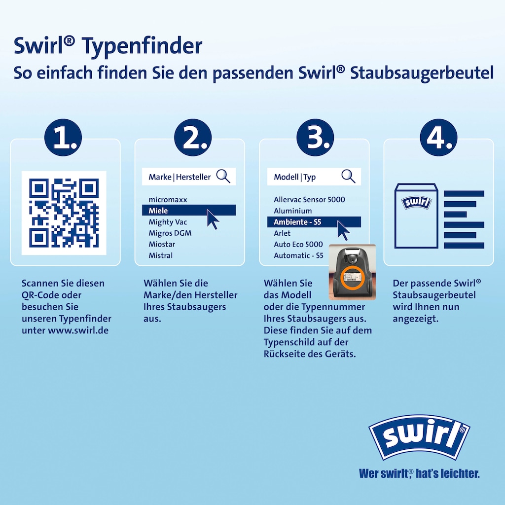 Swirl Staubsaugerbeutel »Swirl® S 70 Staubsaugerbeutel für Siemens und Bosch«, (Packung)