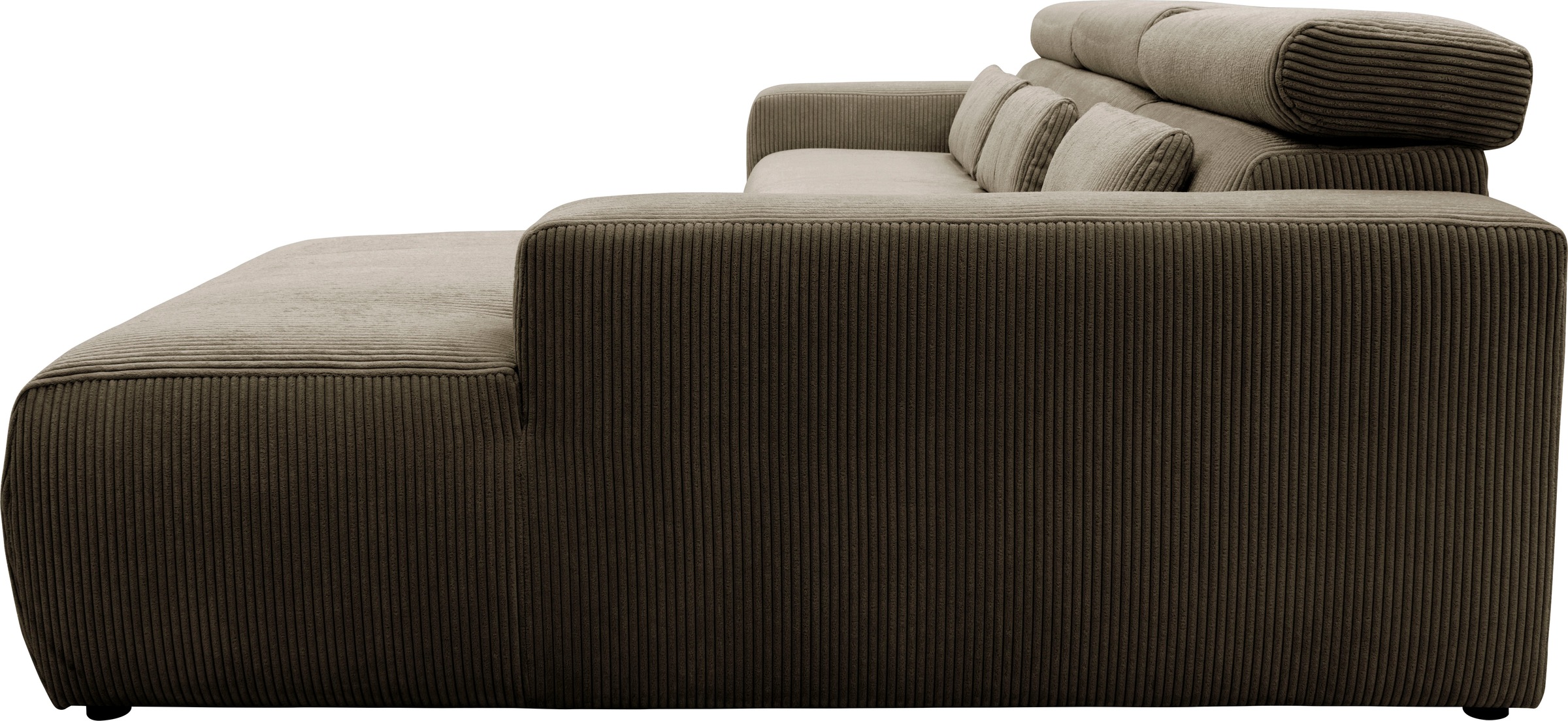 DOMO collection Ecksofa »Brandon große Ausführung B/T/H: 289/177/80 cm, auch in Leder und Cord«, mit Kopfteilverstellung, wahlweise Sitztiefenverstellung, L-Form