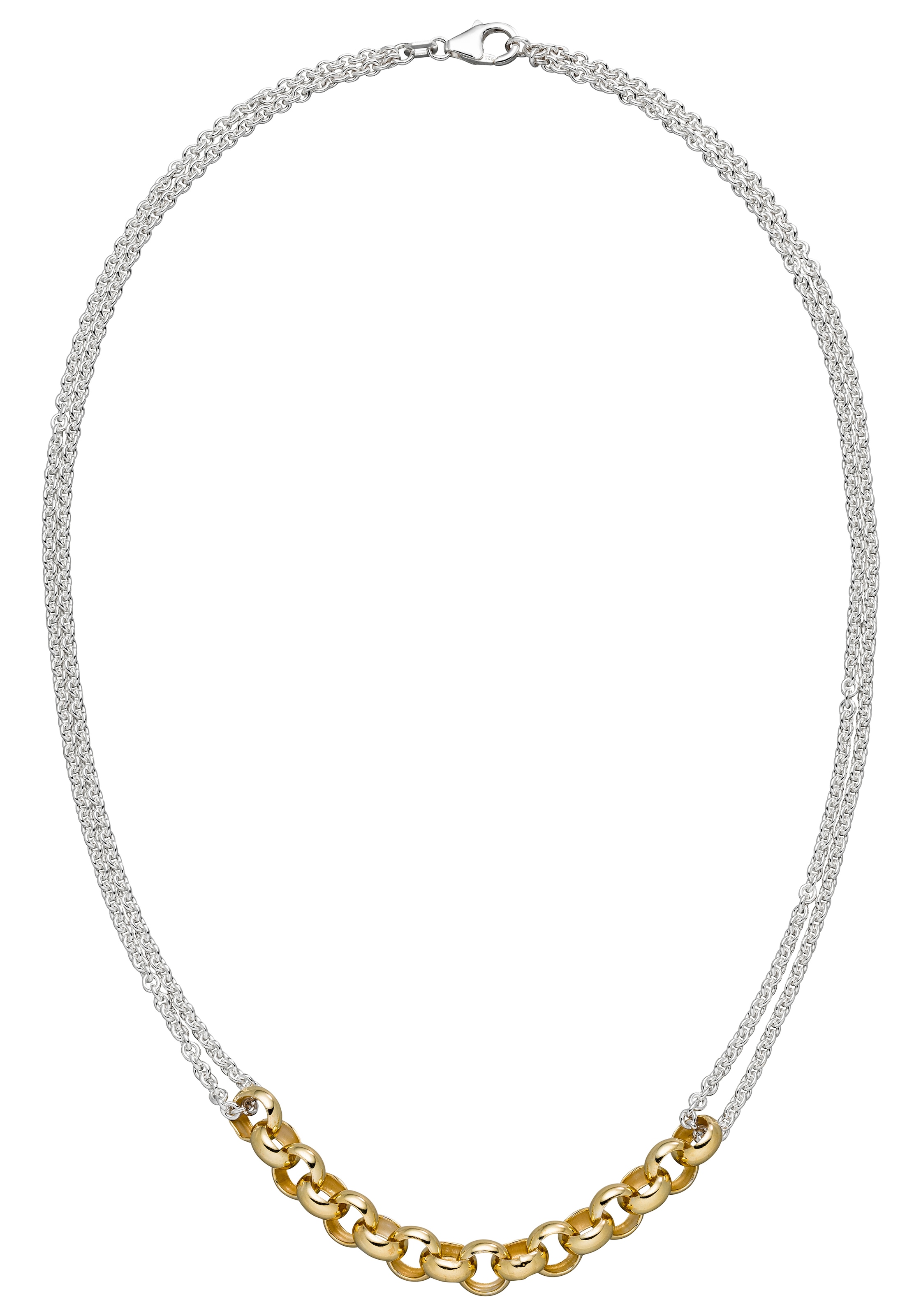 JOBO Kette ohne Anhänger »2-reihig« 925 Silber bicolor vergoldet 42 cm